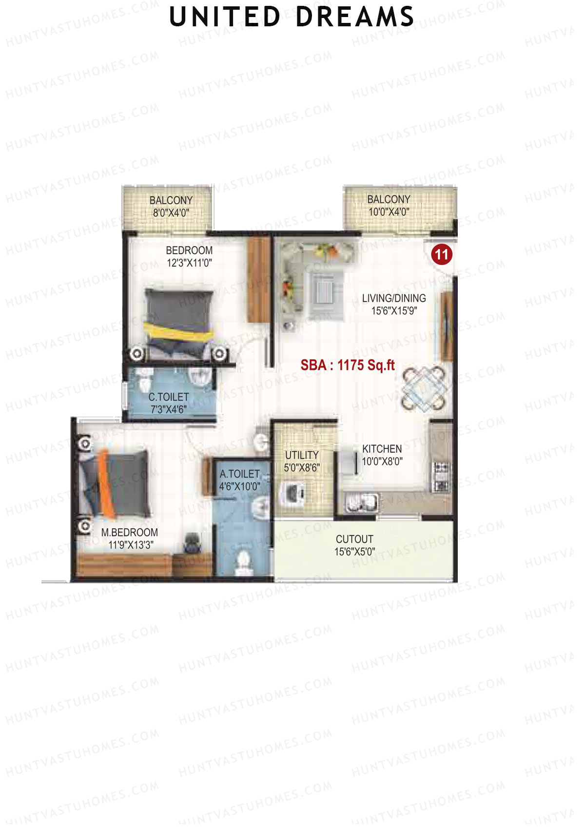 United Dreams Tower 1 Unit 11 Floor Plan