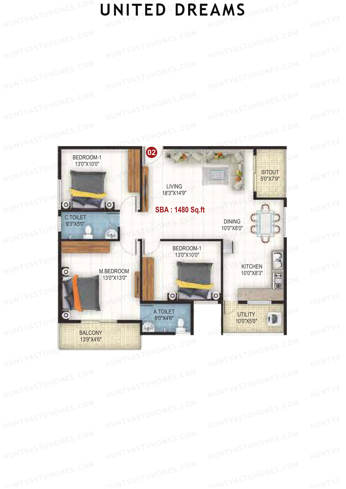 United Dreams Tower 1 Unit 2 Floor Plan