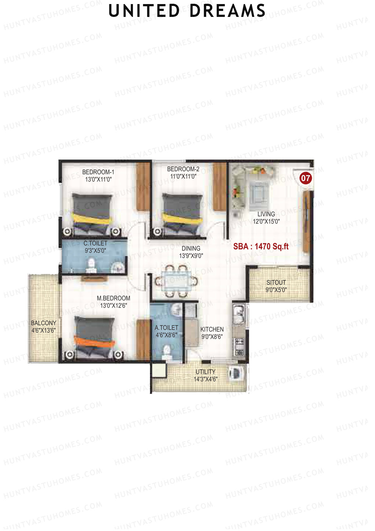 United Dreams Tower 1 Unit 7 Floor Plan