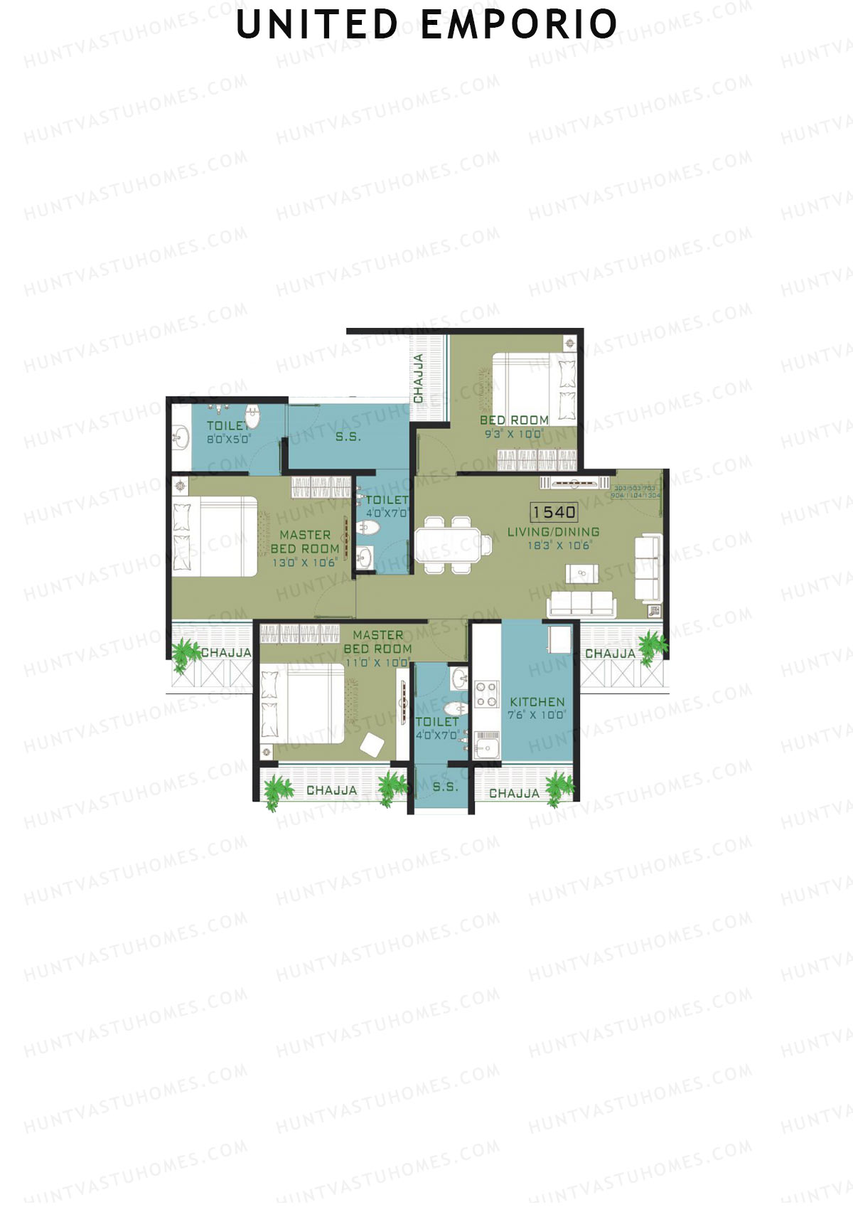 United Emporio Tower A Unit 3 Floor Plan