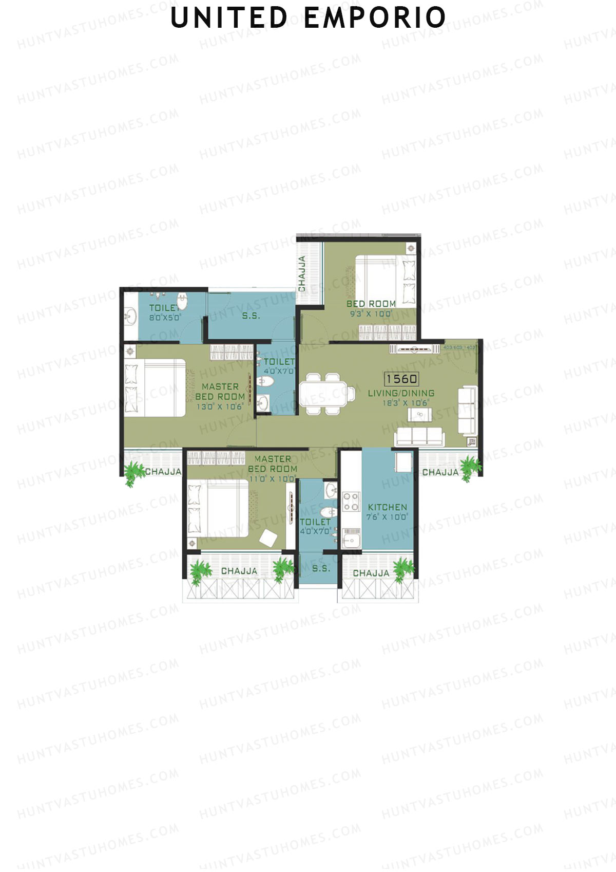 United Emporio Tower A Unit 3 Floor Plan