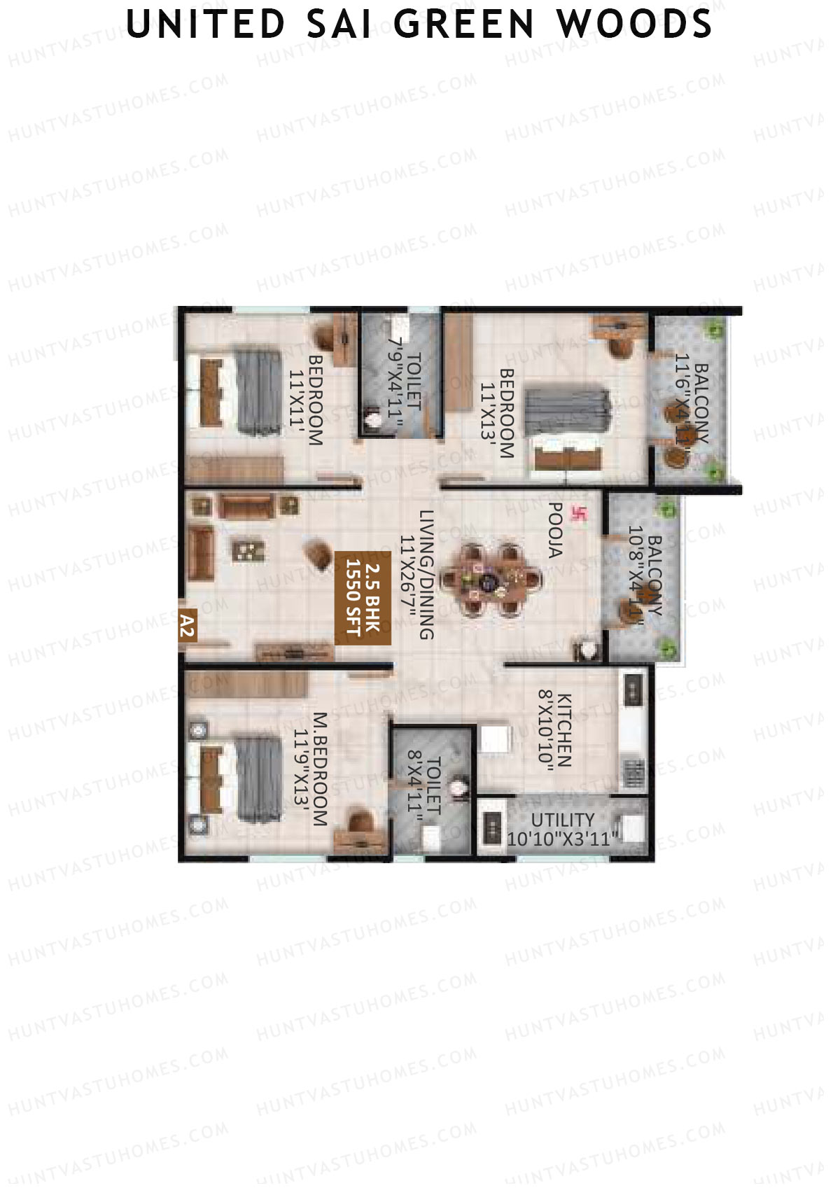 United Sai Green Woods Wing A Unit 7 Floor Plan