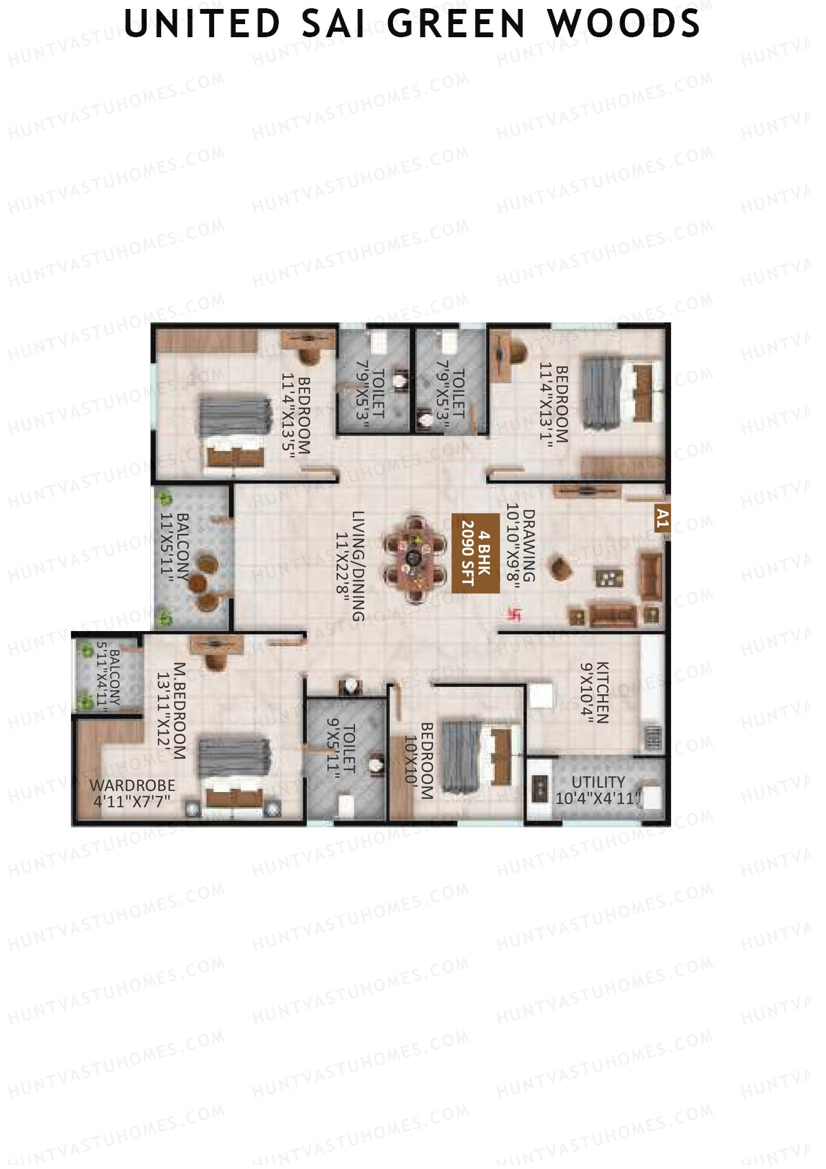 United Sai Green Woods Wing B Unit 6 Floor Plan