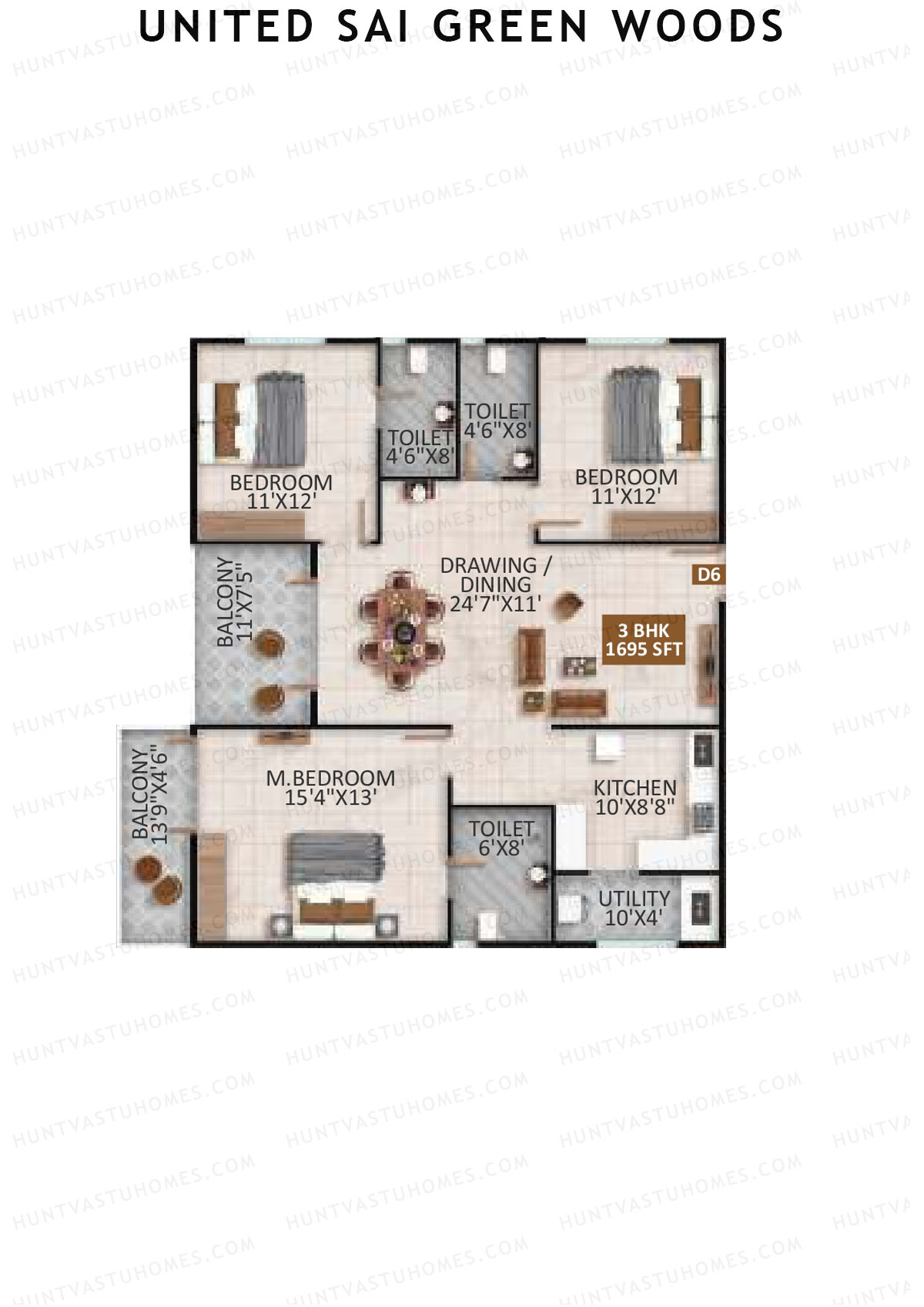 United Sai Green Woods Wing D Unit 7 Floor Plan