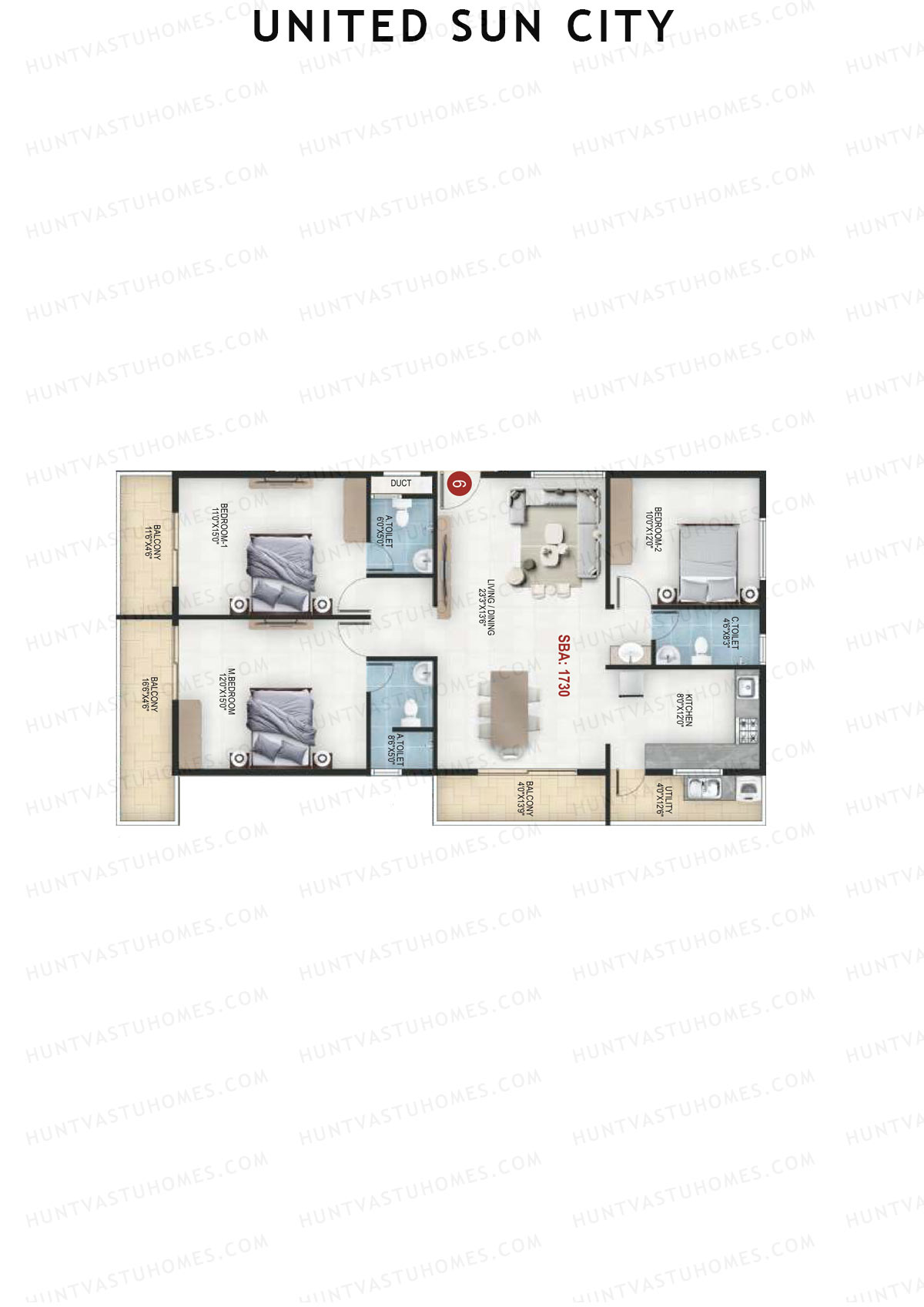United Sun City Wing 1 Unit 6 Floor Plan