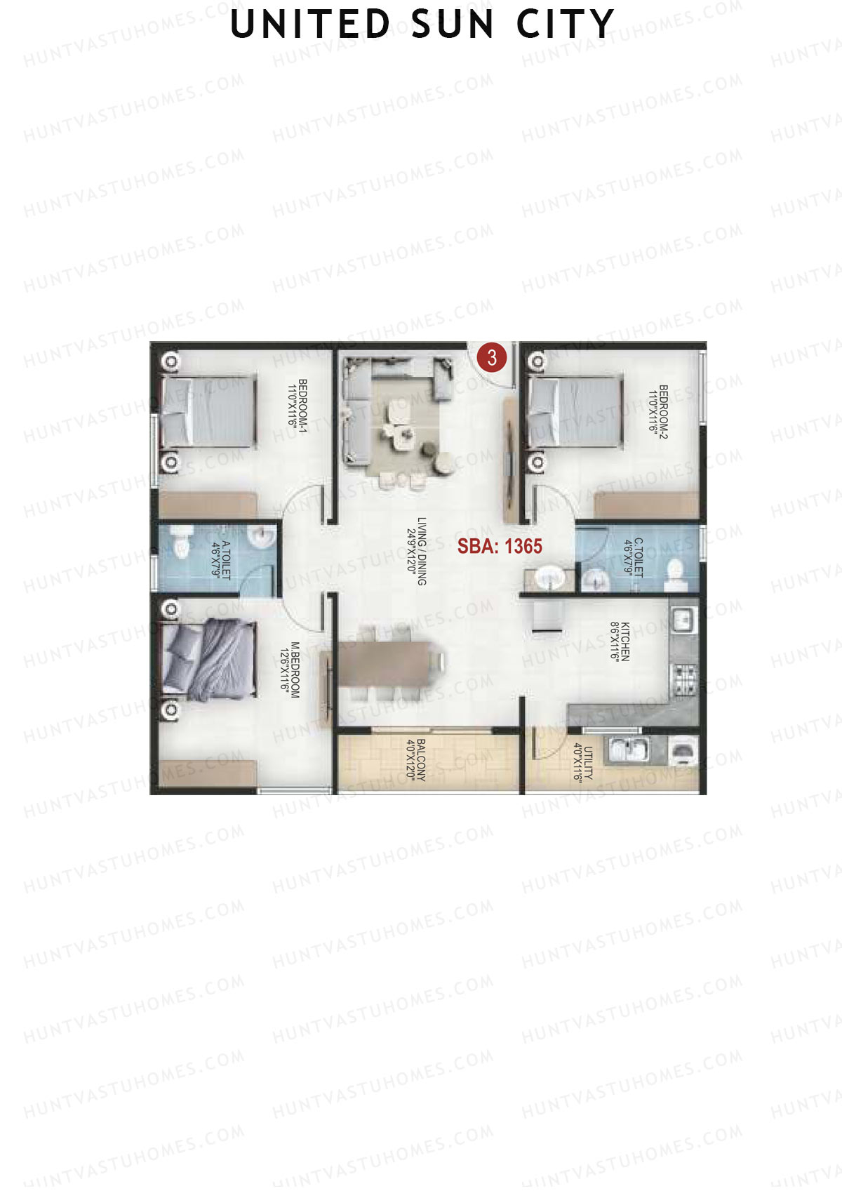 United Sun City Wing 2 Unit 6 Floor Plan