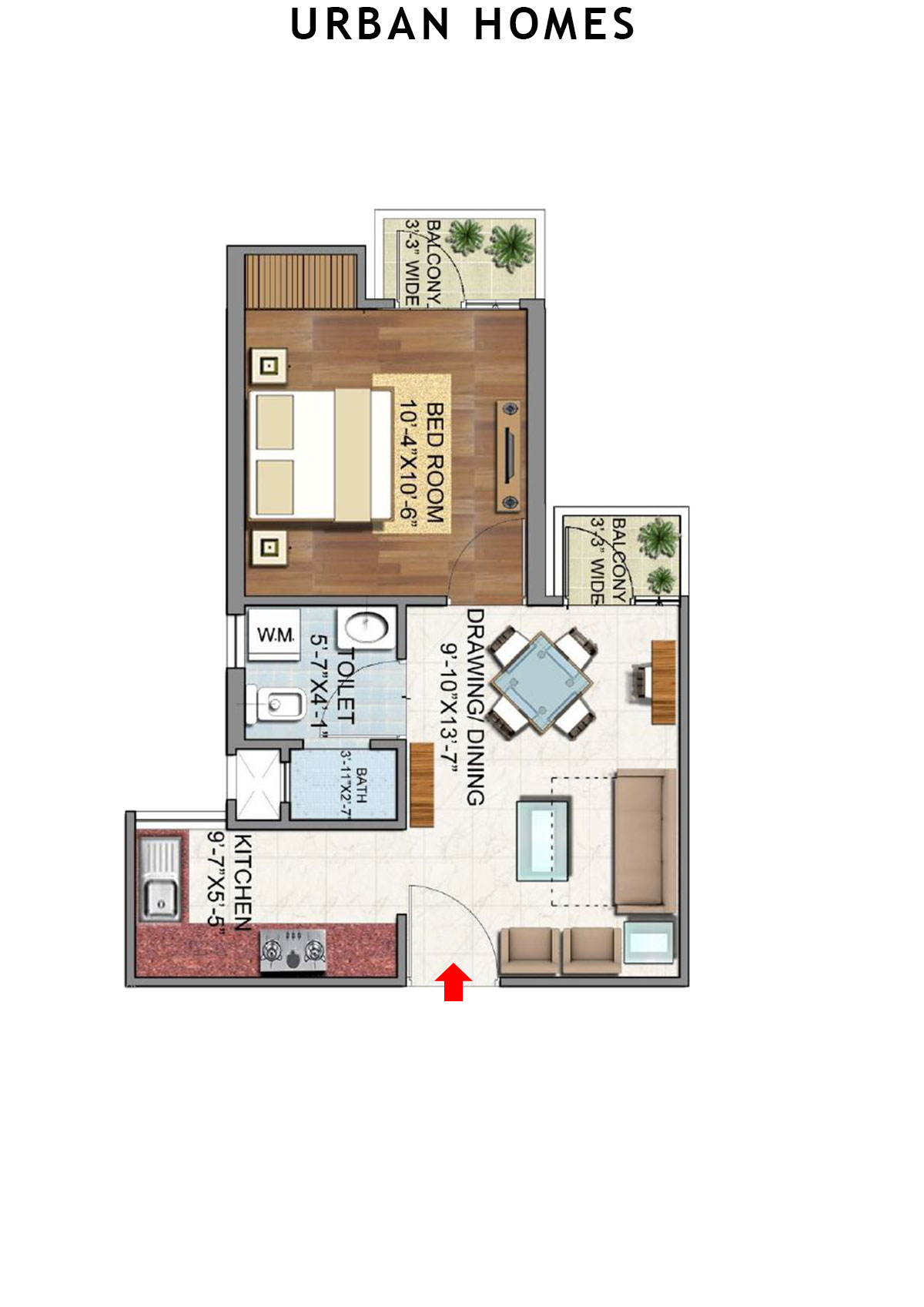 Urban Homes Tower E Unit 1 Floor Plan