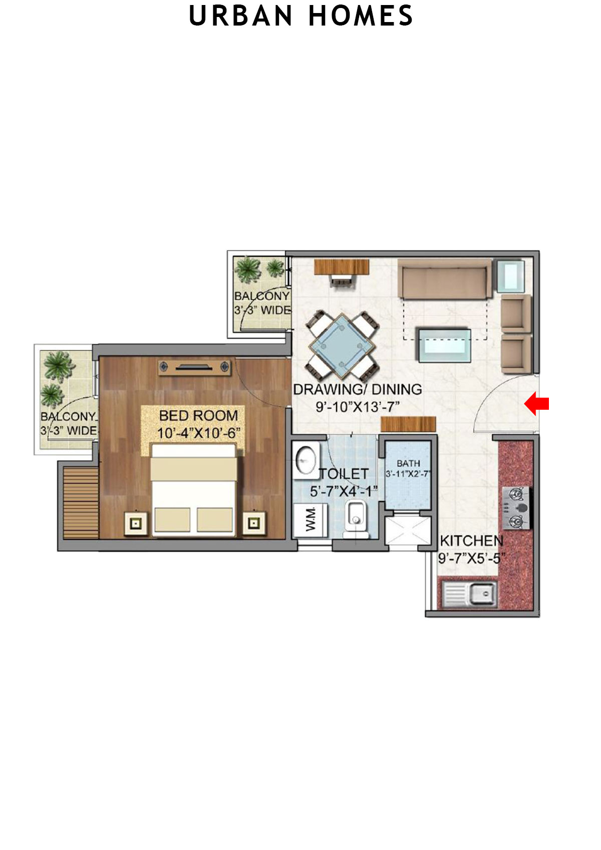 Urban Homes Tower M Unit 1 Floor Plan