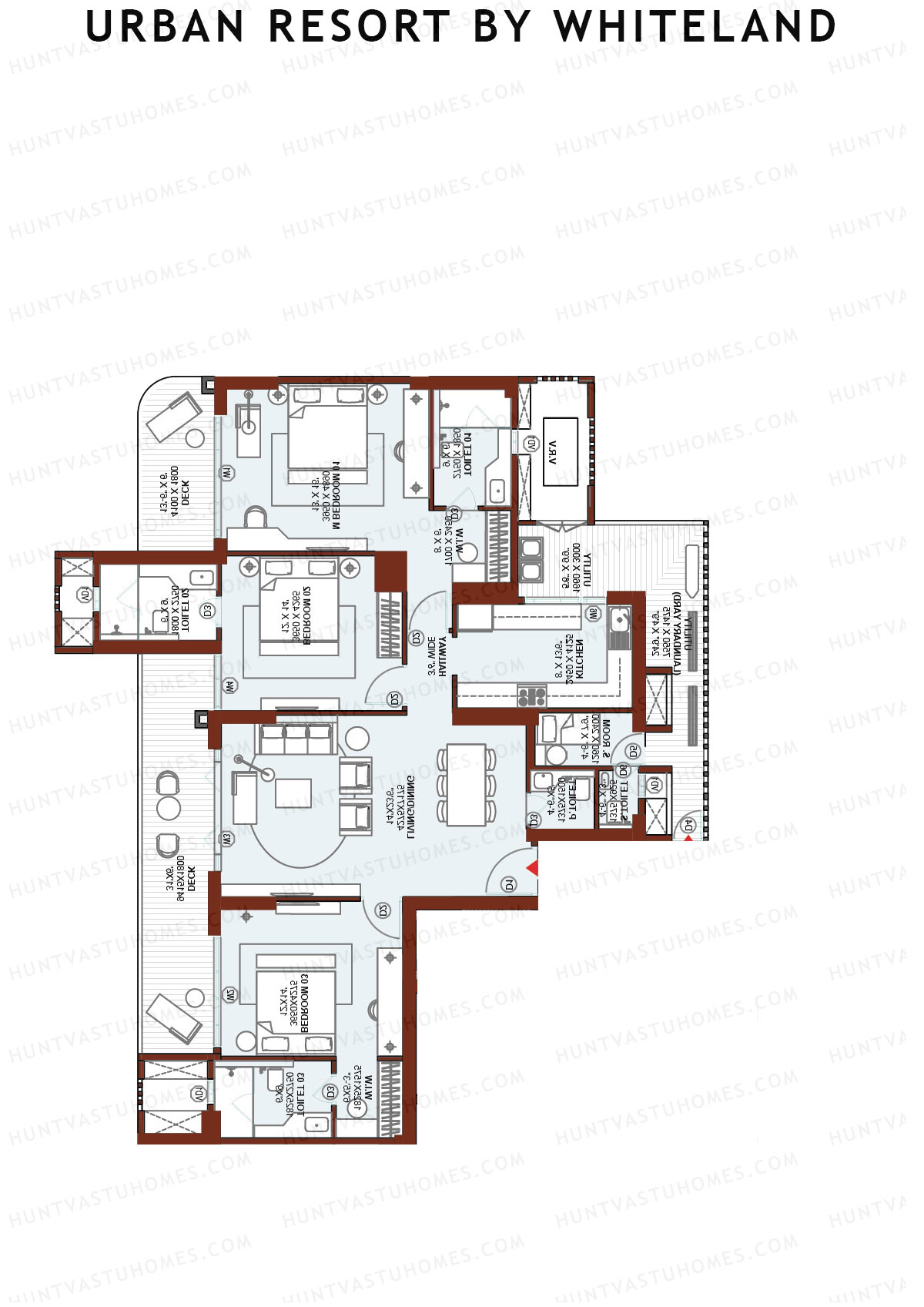 Urban Resort By Whiteland Tower 1 Unit 2 Floor Plan