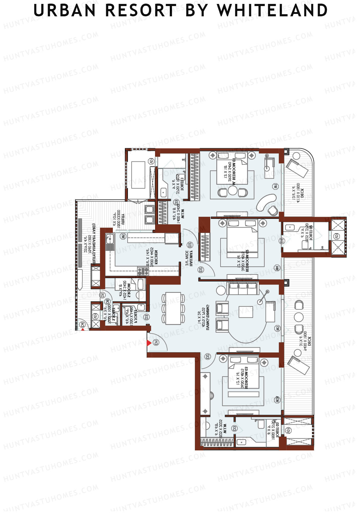 Urban Resort By Whiteland Tower 1 Unit 3 Floor Plan