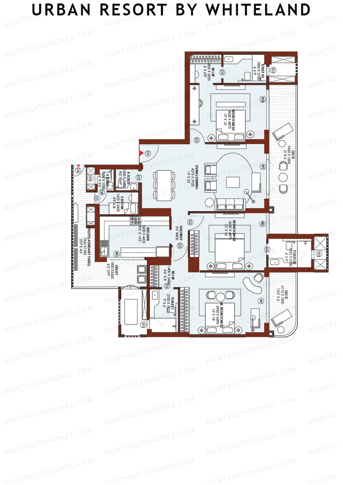 Urban Resort By Whiteland Tower 1 Unit 4 Floor Plan