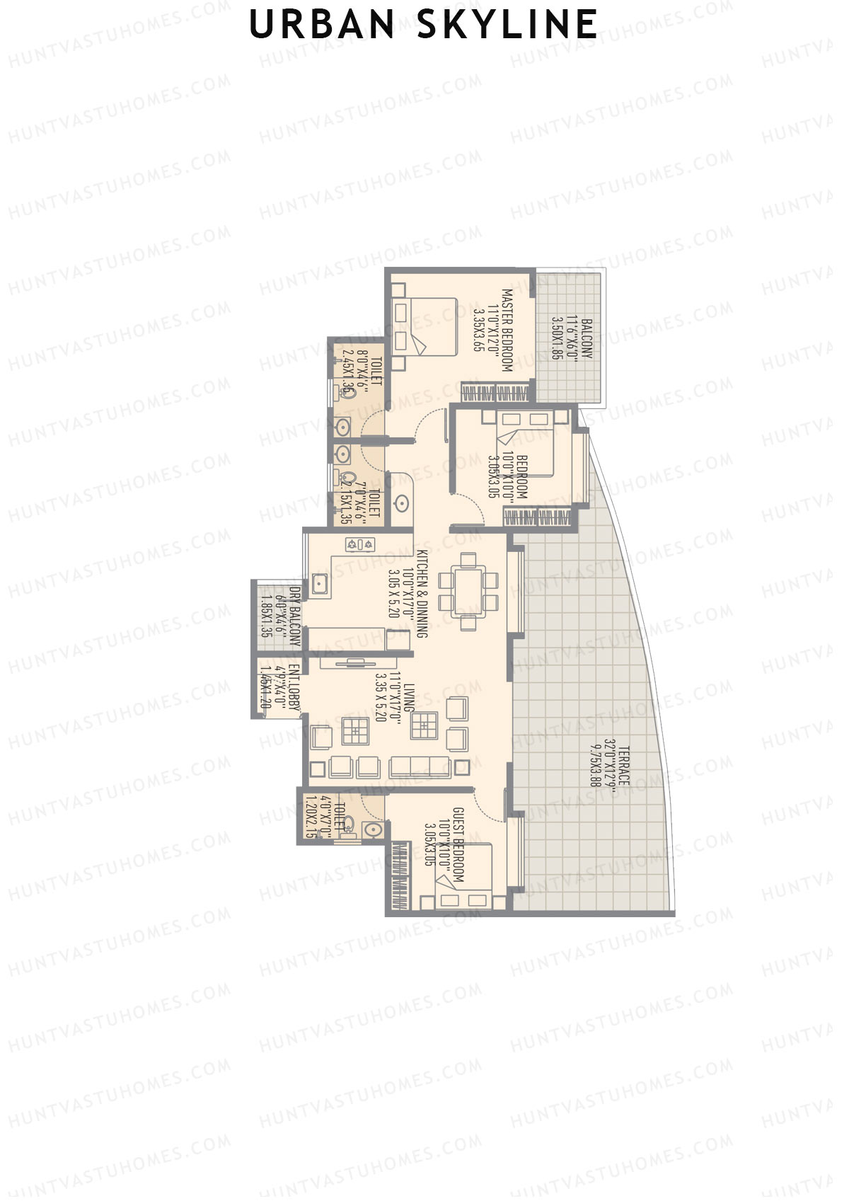 Urban Skyline Tower 2B Unit 1 Floor Plan