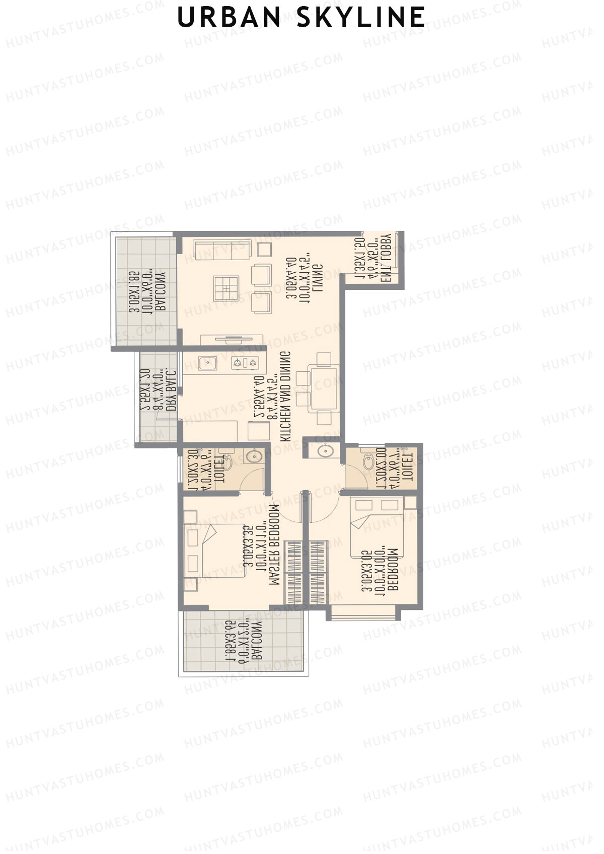 Urban Skyline Tower 2C Unit 3 Floor Plan