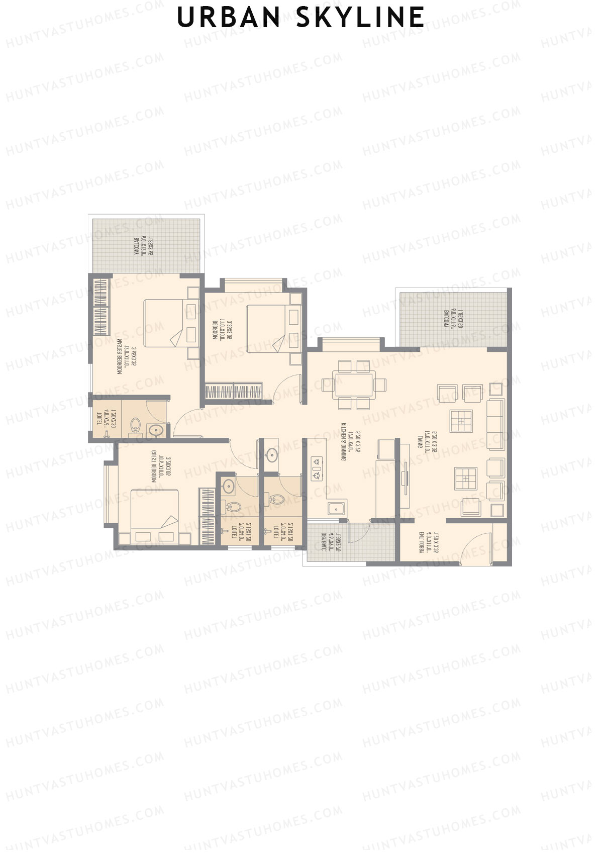 Urban Skyline Tower 2D Unit 1 Floor Plan