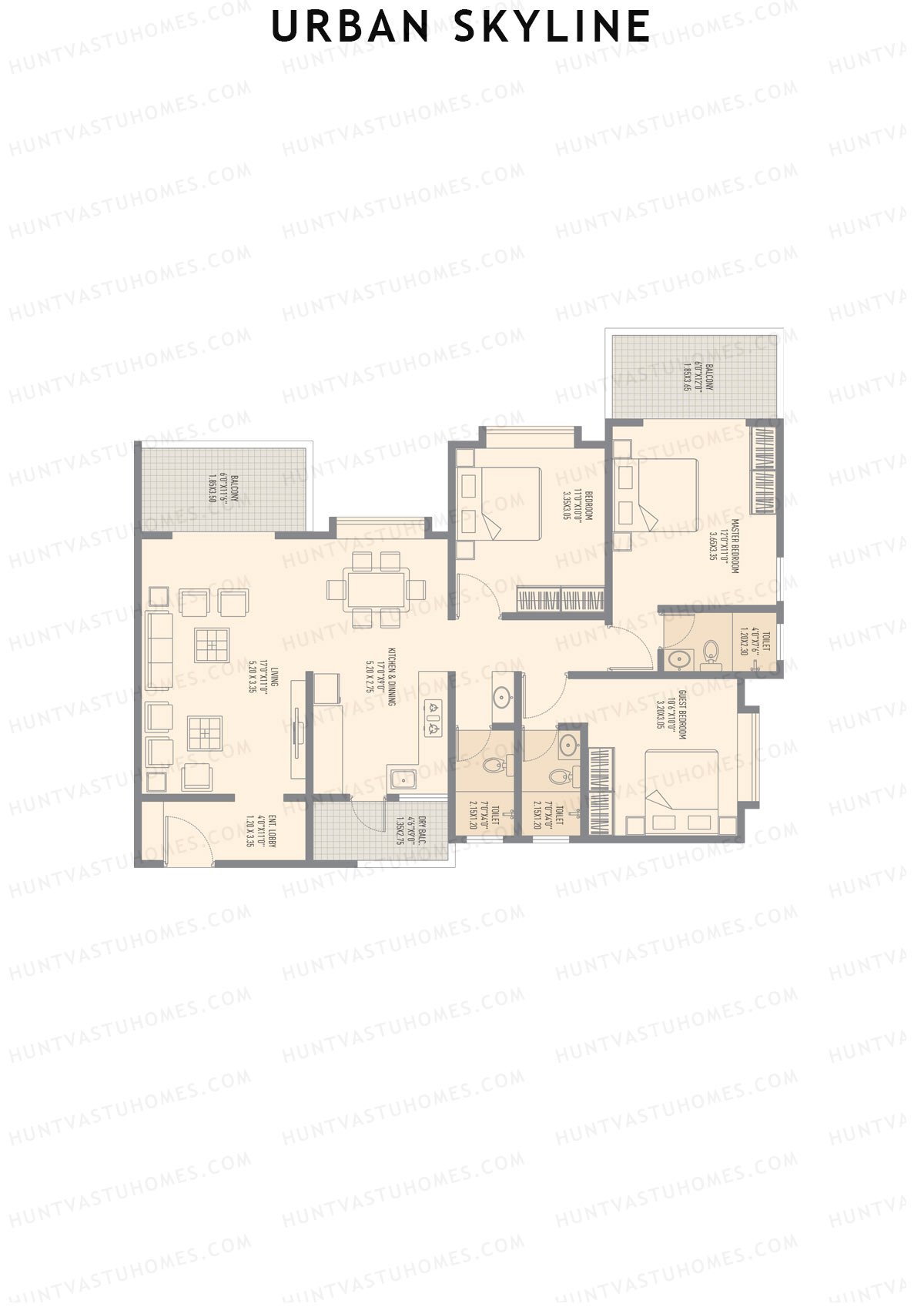 Urban Skyline Tower 2D Unit 2 Floor Plan