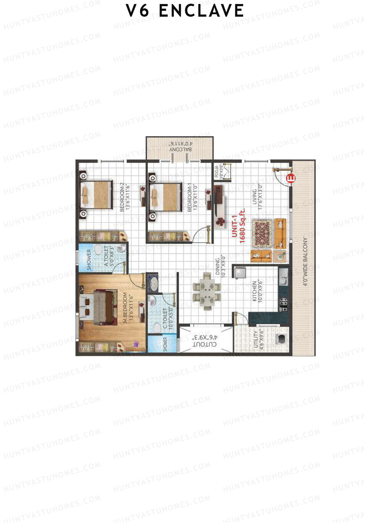 V6 Enclave Block A Unit 1 Floor Plan