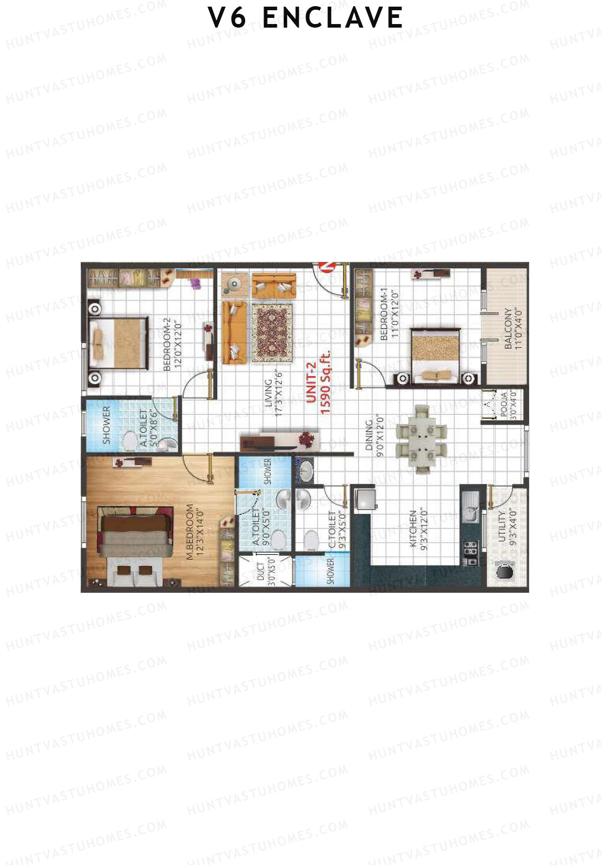 V6 Enclave Block A Unit 2 Floor Plan