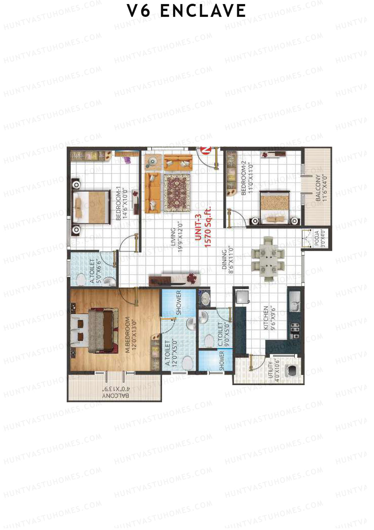 V6 Enclave Block A Unit 3 Floor Plan