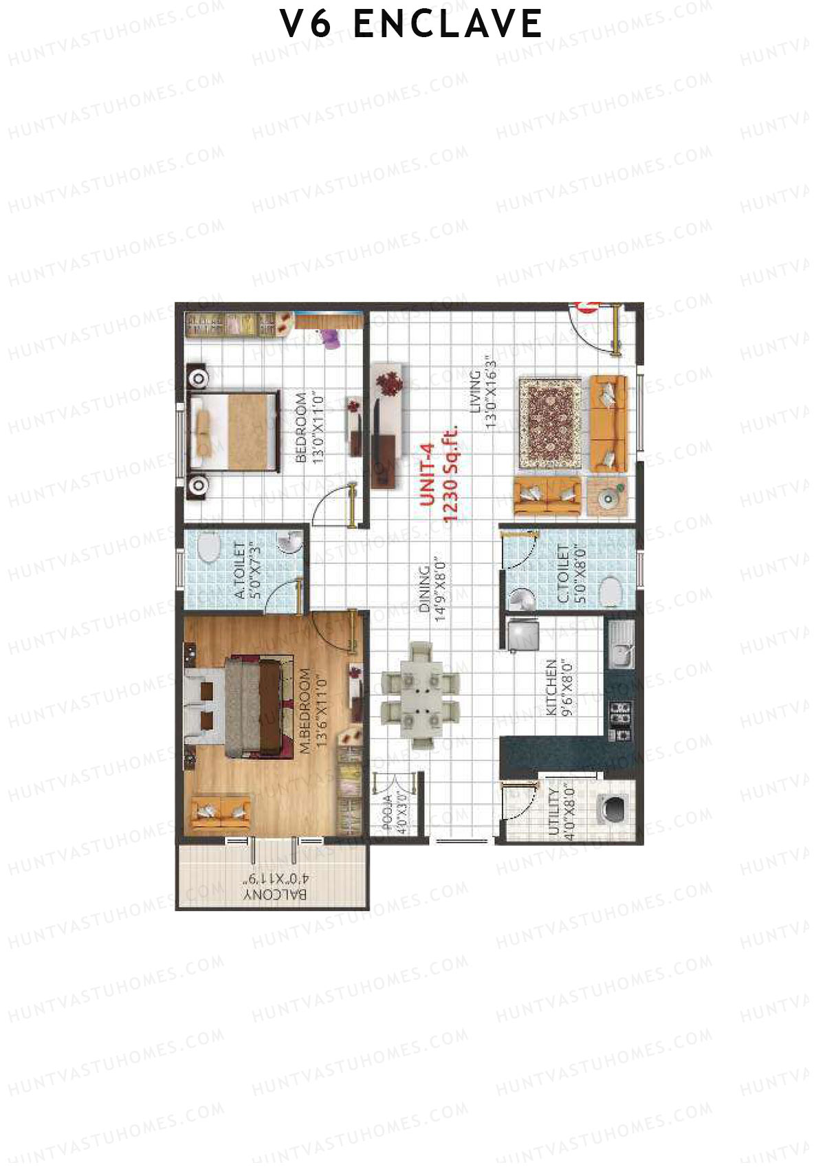V6 Enclave Block A Unit 4 Floor Plan