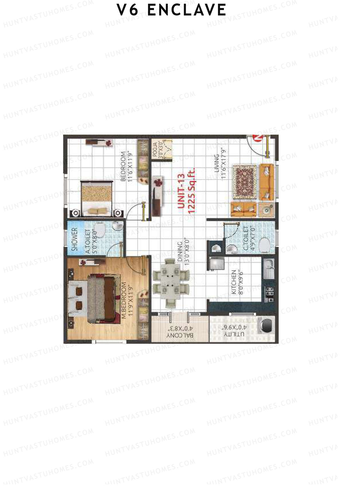 V6 Enclave Block B Unit 13 Floor Plan