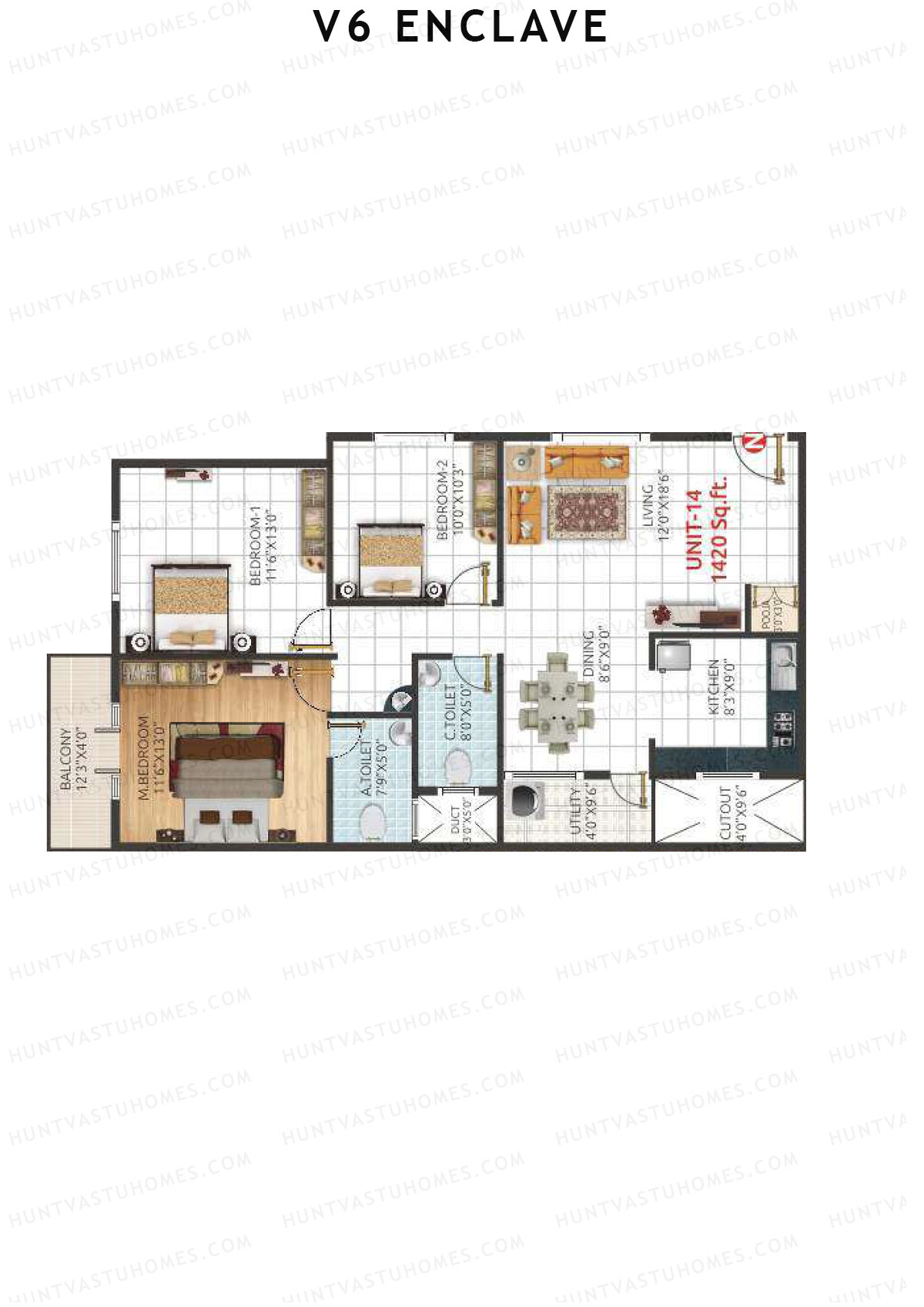 V6 Enclave Block B Unit 14 Floor Plan
