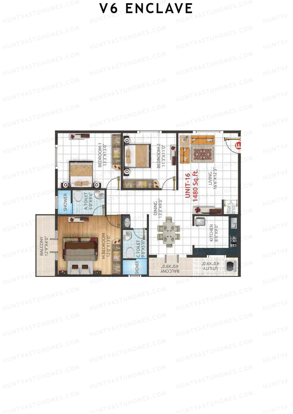V6 Enclave Block B Unit 16 Floor Plan