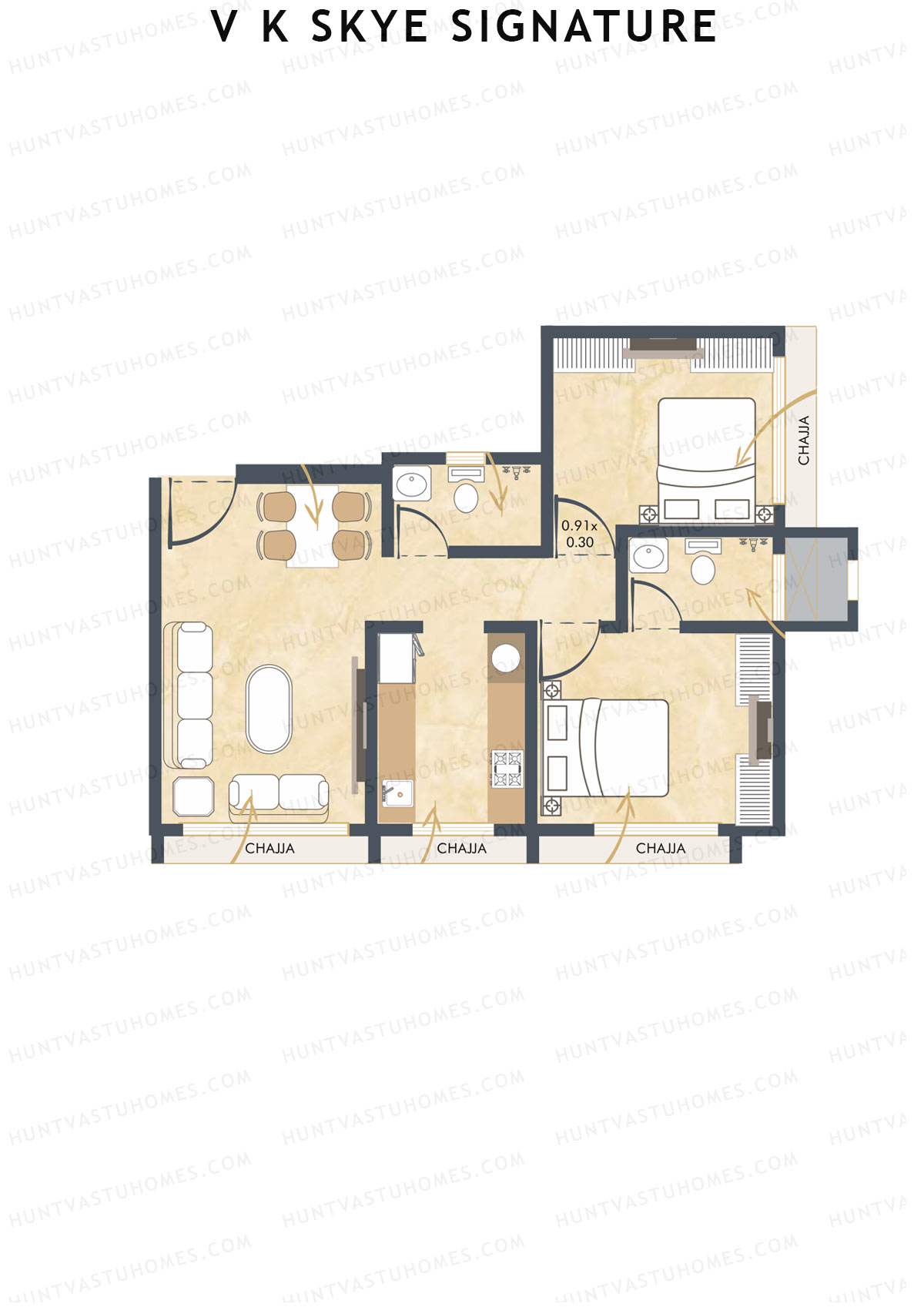 V K Skye Signature Wing B Unit 1 Floor Plan