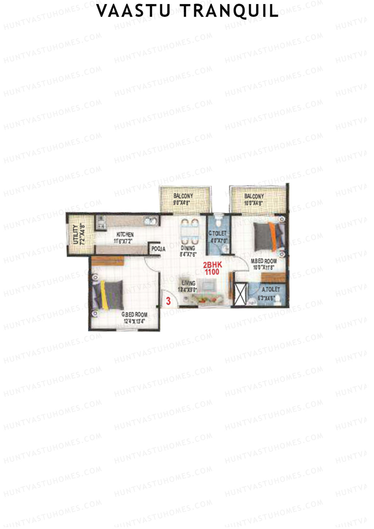 Vaastu Tranquil Wing A Unit 3 Floor Plan