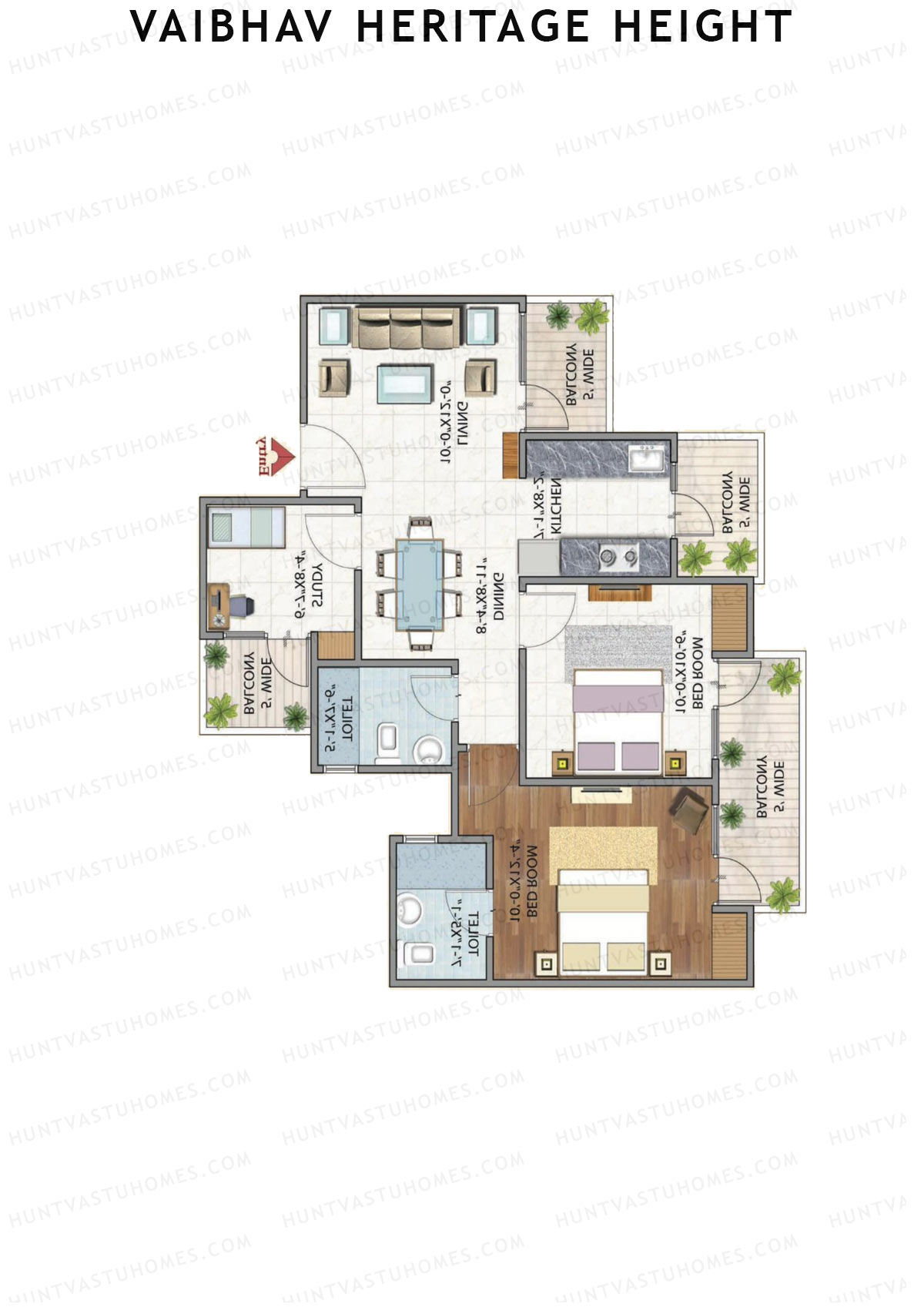 Vaibhav Heritage Height Block A Unit 1 (Type 2A) Floor Plan