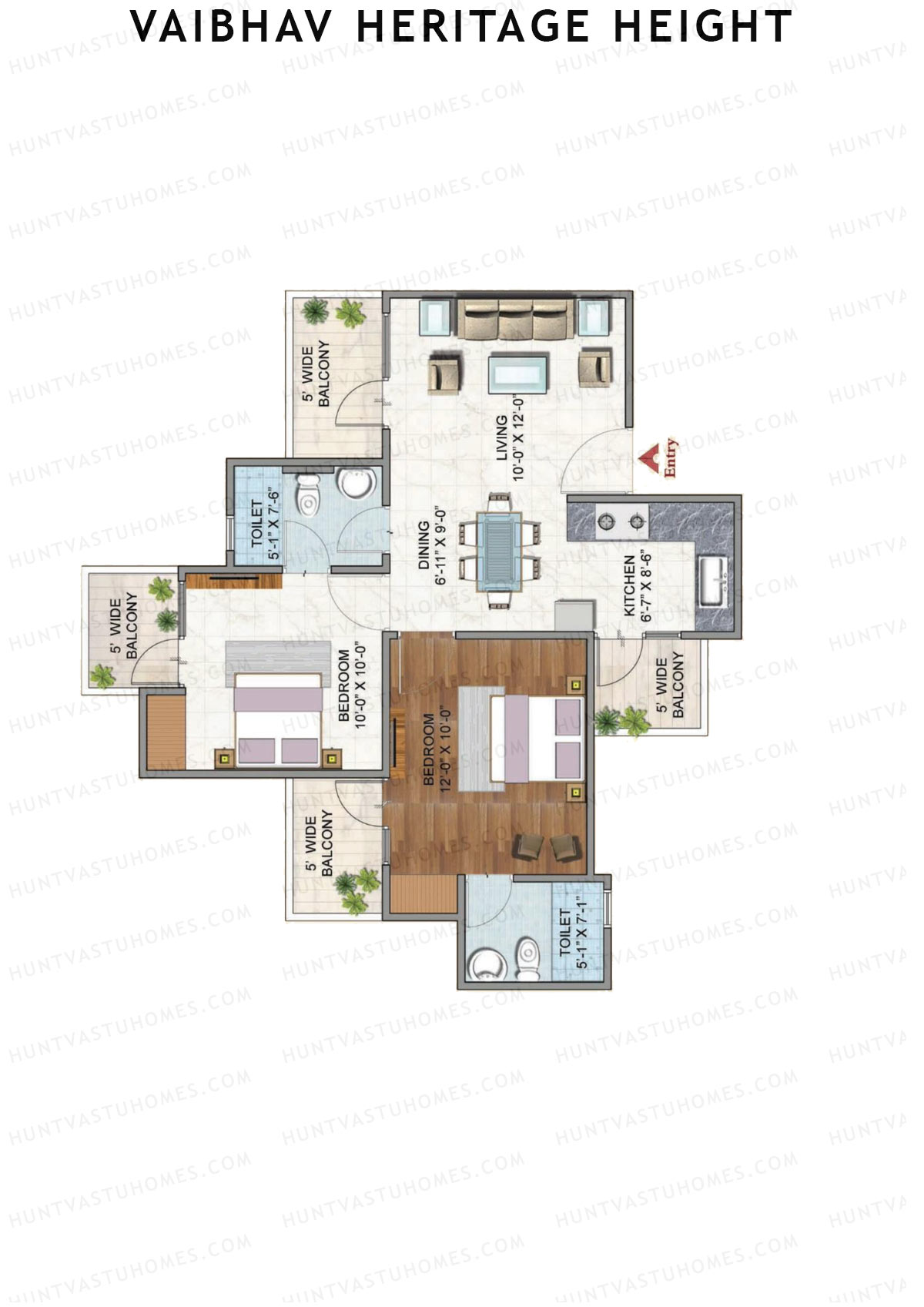 Vaibhav Heritage Height Block A Unit 3 (Type 1) Floor Plan