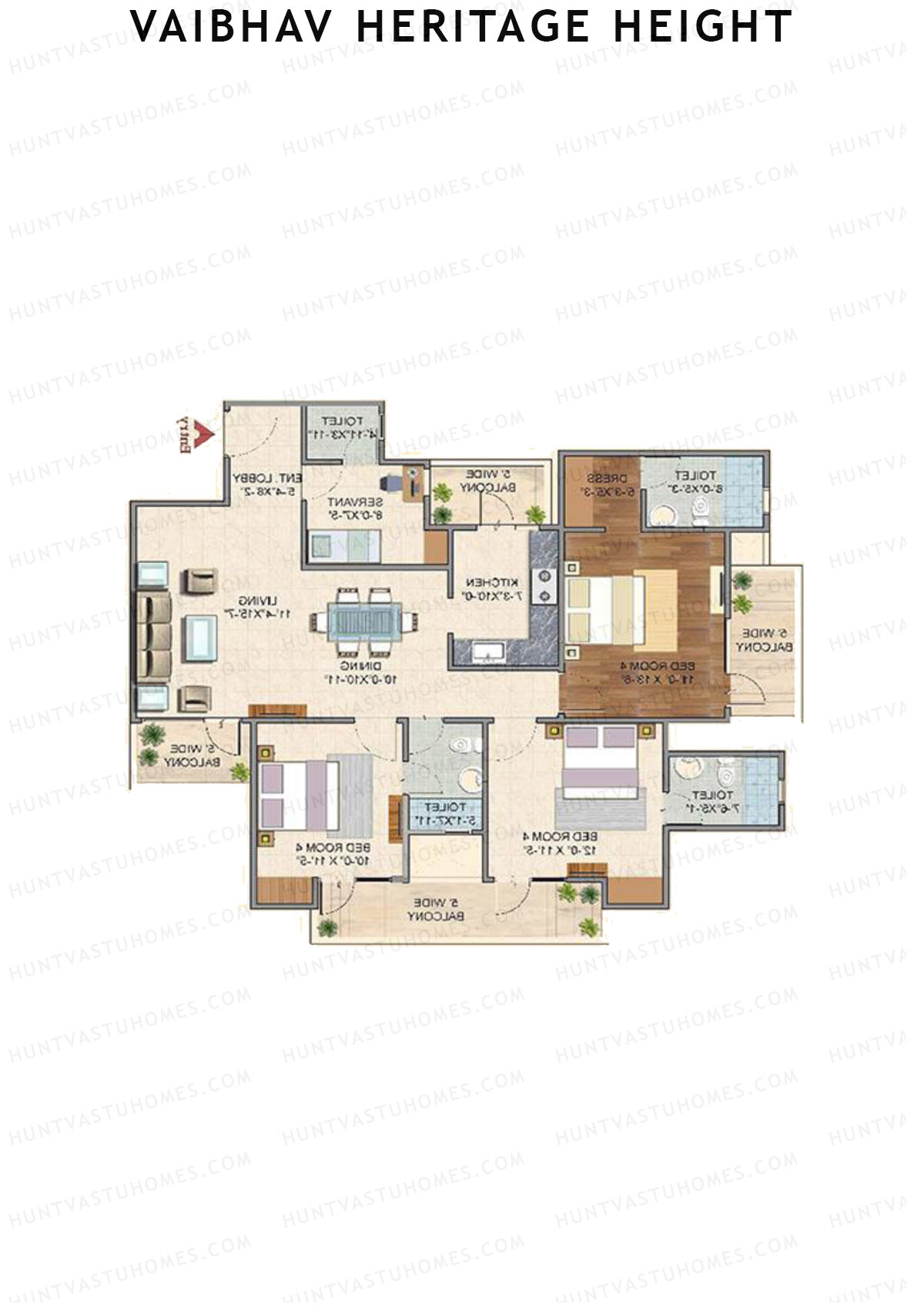 Vaibhav Heritage Height Block B Unit 3 (Type 5) Floor Plan