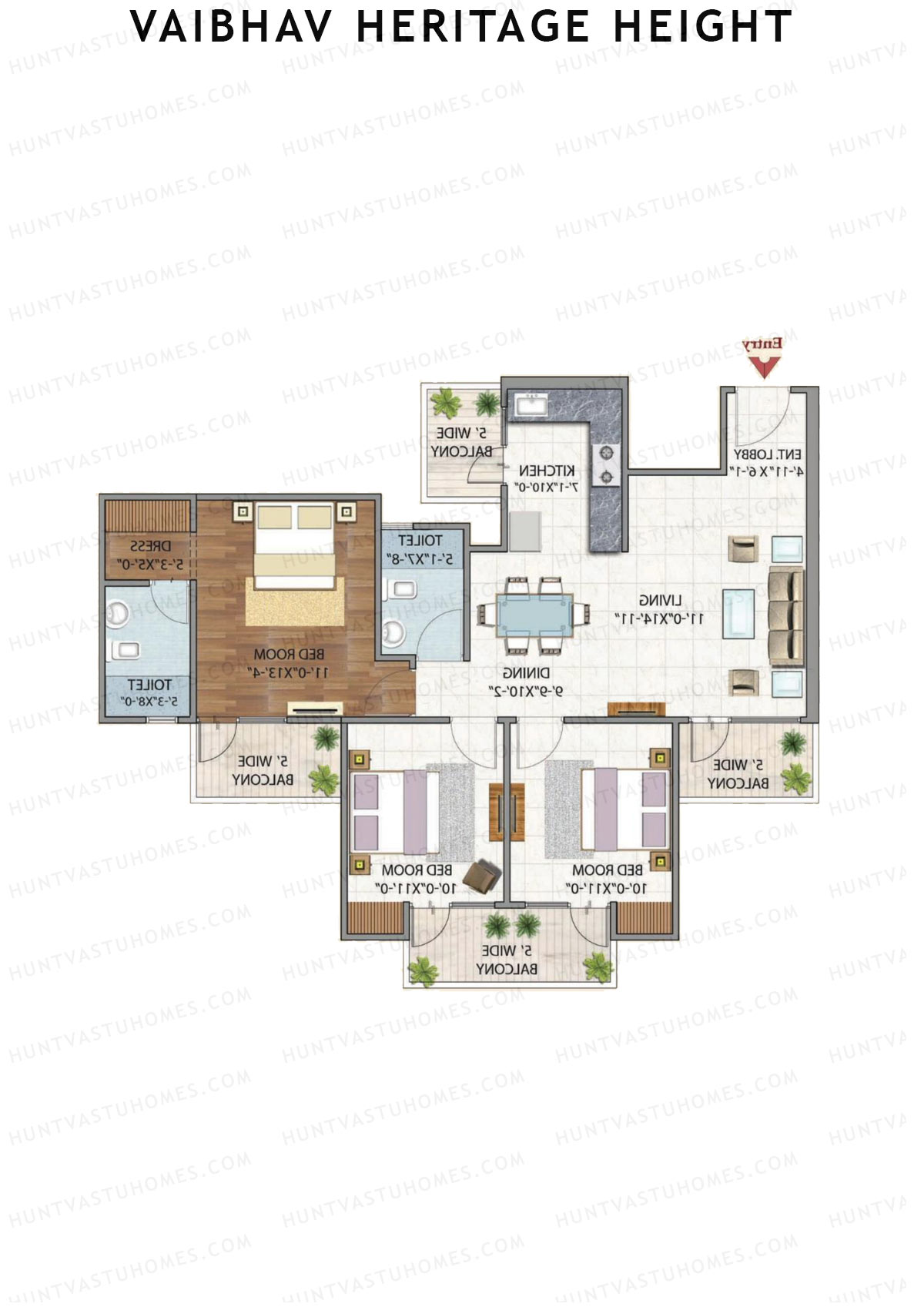 Vaibhav Heritage Height Block B Unit 4 (Type 3A) Floor Plan