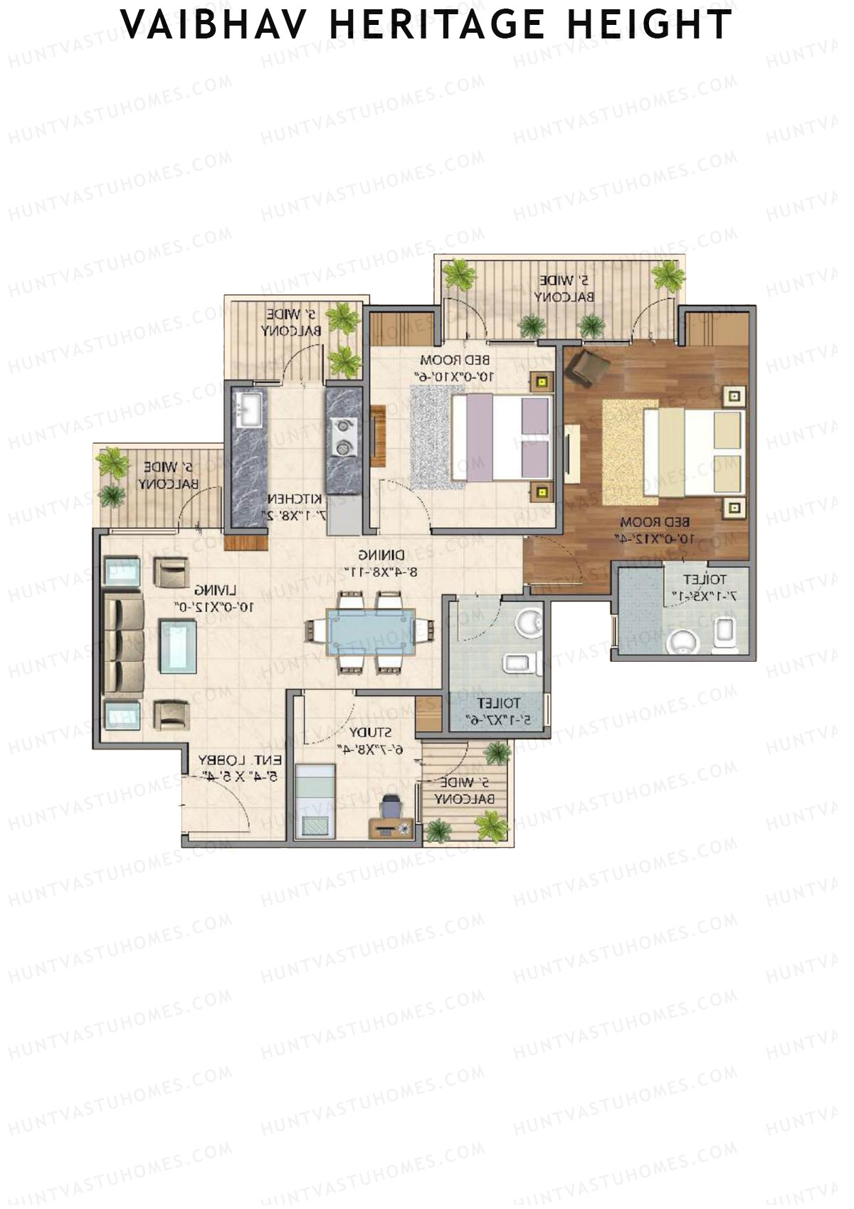 Vaibhav Heritage Height Block C Unit 1 (Type 2B) Floor Plan