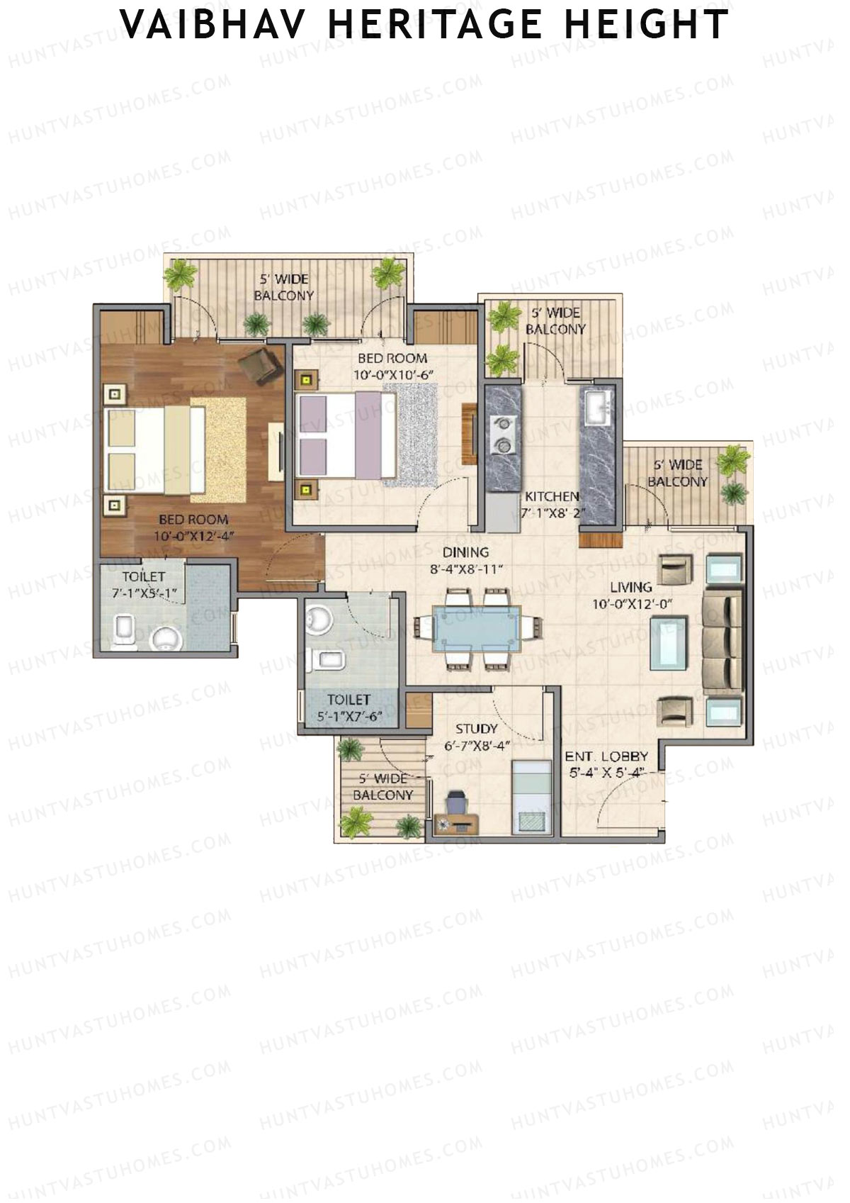 Vaibhav Heritage Height Block C Unit 2 (Type 2B) Floor Plan