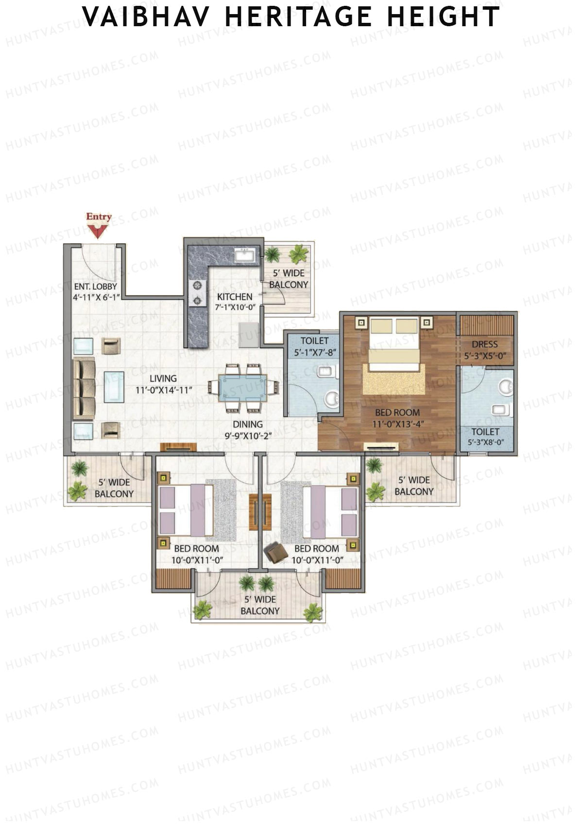 Vaibhav Heritage Height Block C Unit 4 (Type 3A) Floor Plan
