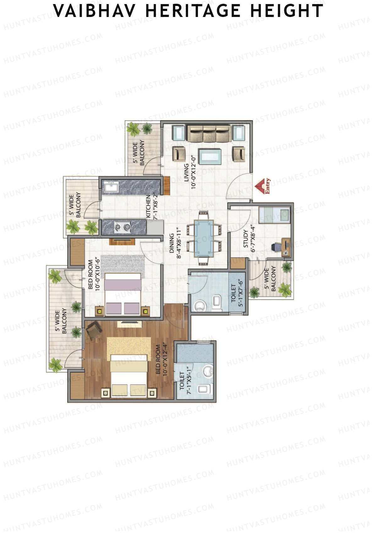 Vaibhav Heritage Height Block D Unit 1 (Type 2A) Floor Plan