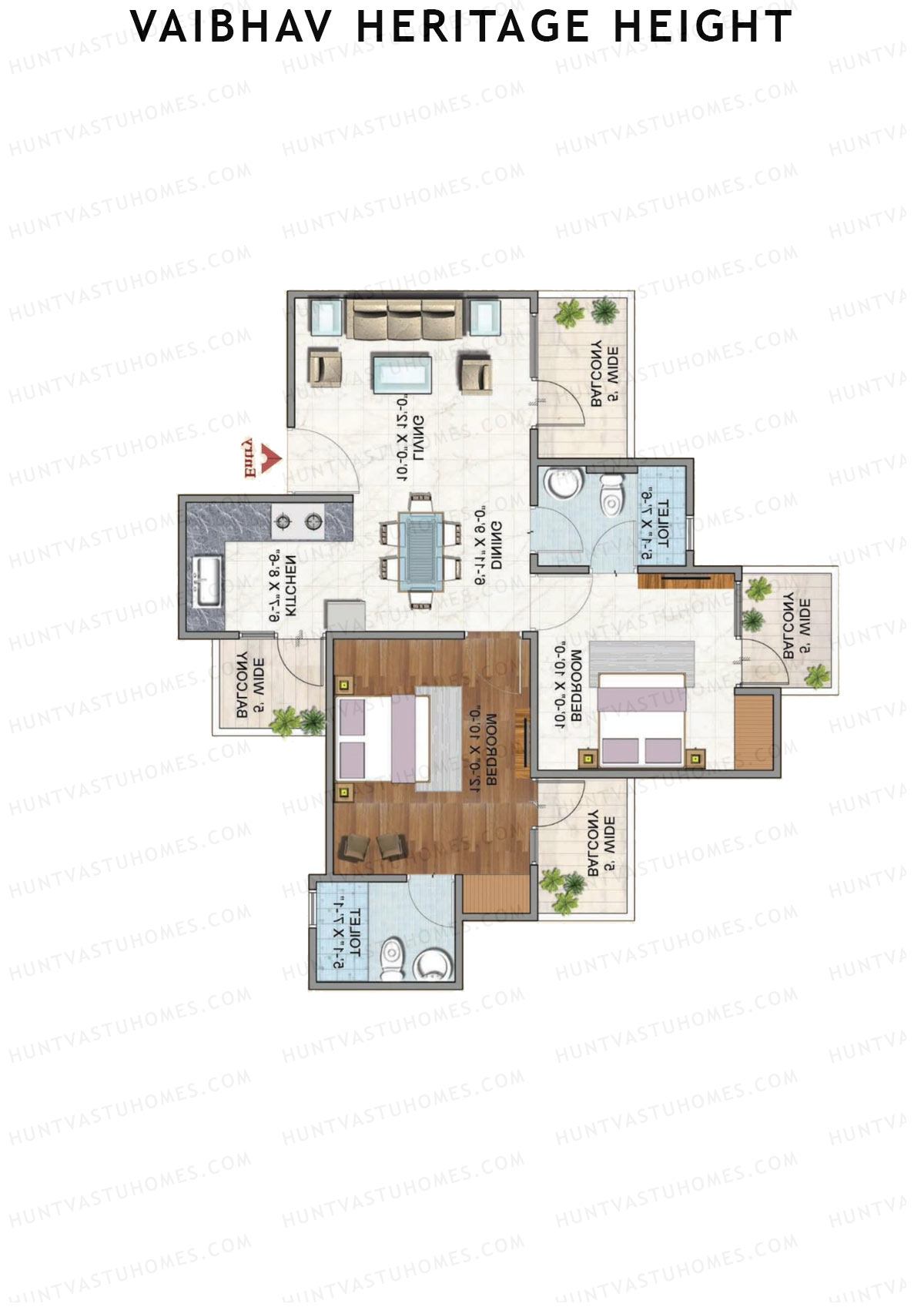 Vaibhav Heritage Height Block D Unit 3 (Type 1) Floor Plan