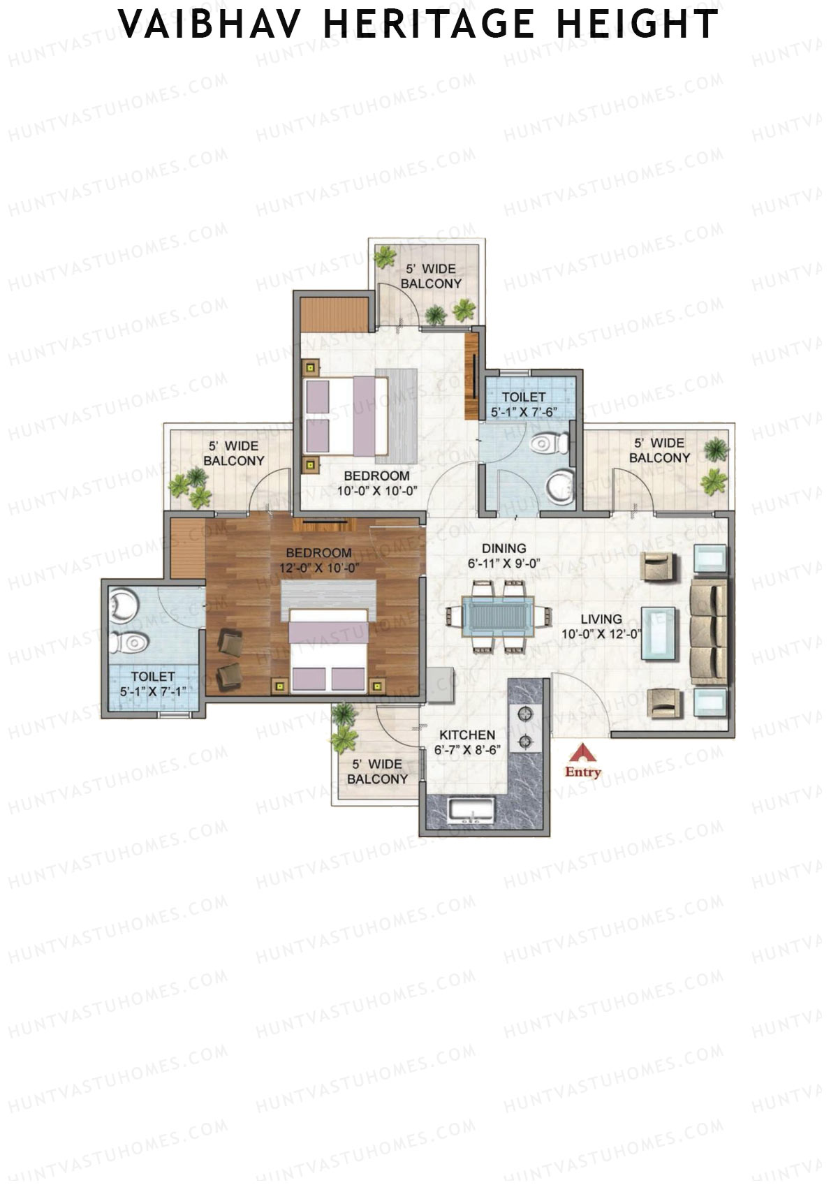 Vaibhav Heritage Height Block D Unit 5 (Type 1) Floor Plan