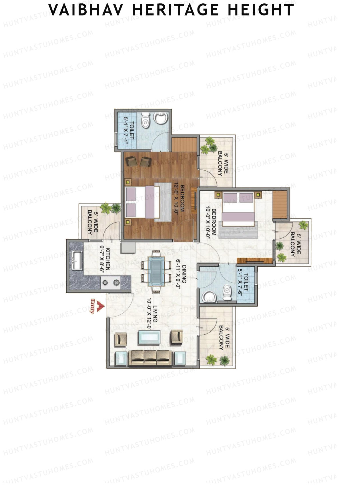 Vaibhav Heritage Height Block E Unit 3 (Type 1) Floor Plan
