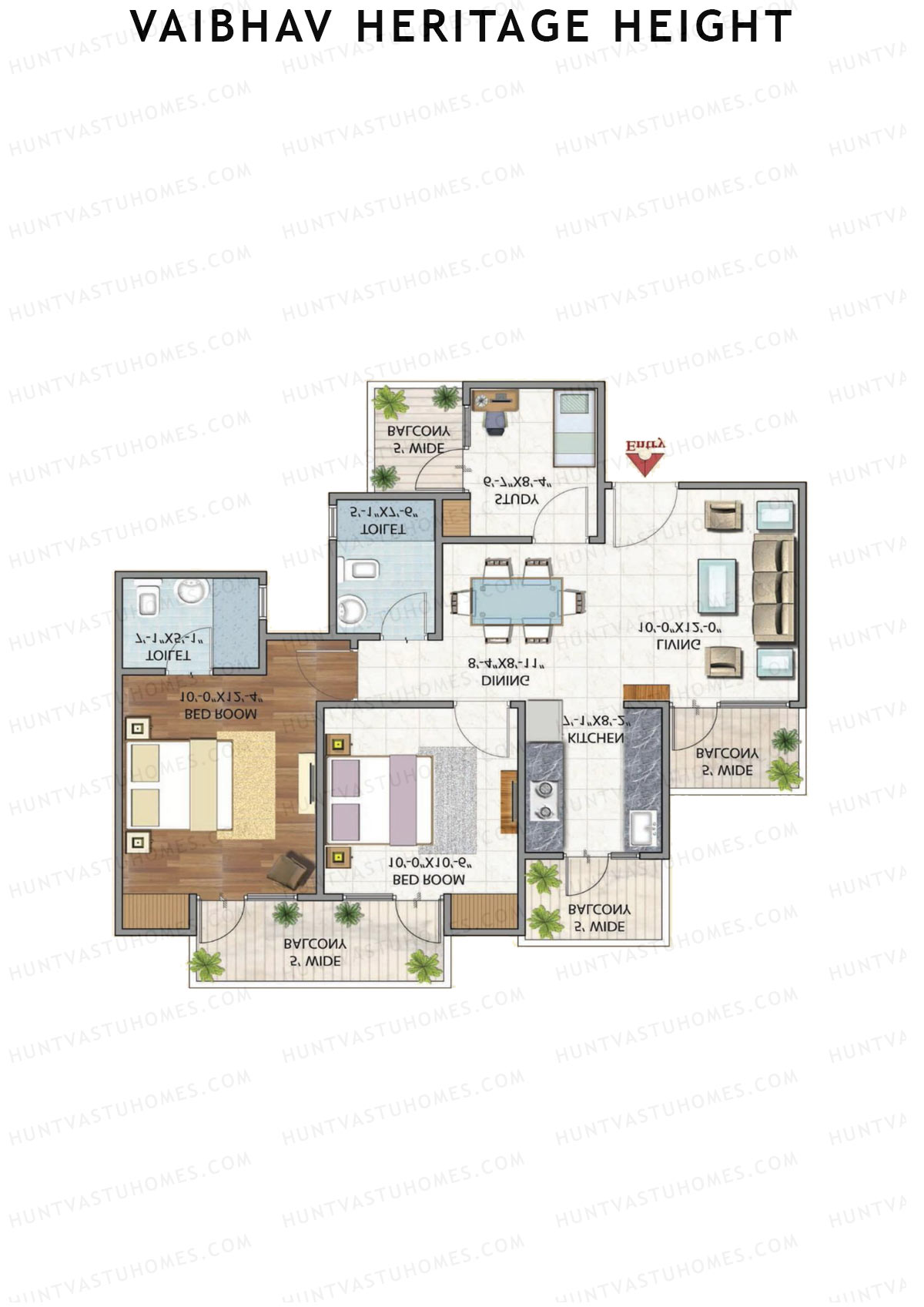 Vaibhav Heritage Height Block E Unit 5 (Type 2A) Floor Plan