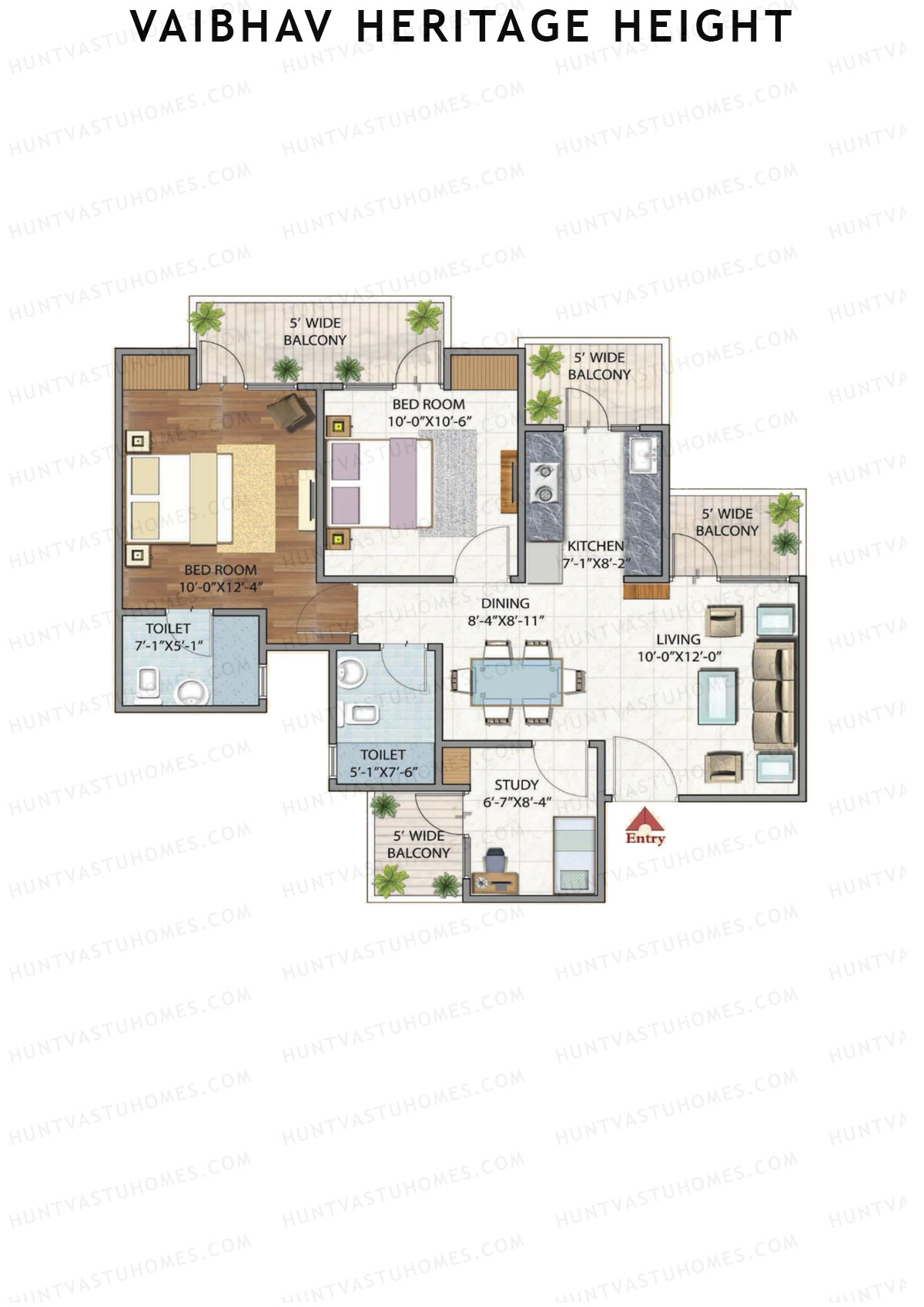 Vaibhav Heritage Height Block E Unit 6 (Type 2A) Floor Plan