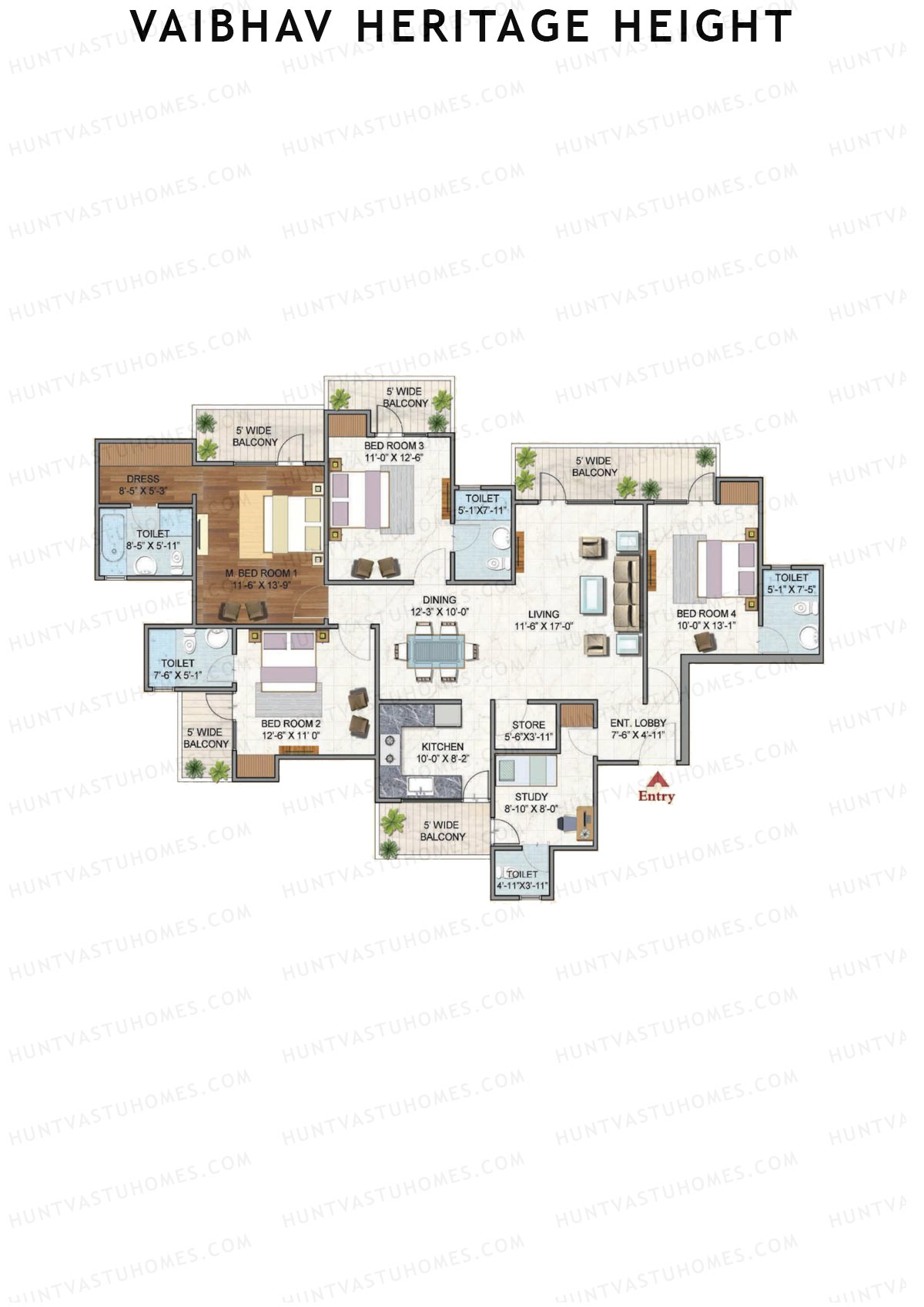 Vaibhav Heritage Height Block F Unit 1 (Type 6) Floor Plan