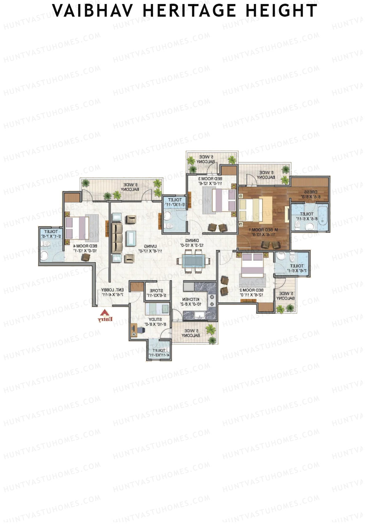 Vaibhav Heritage Height Block F Unit 2 (Type 6) Floor Plan