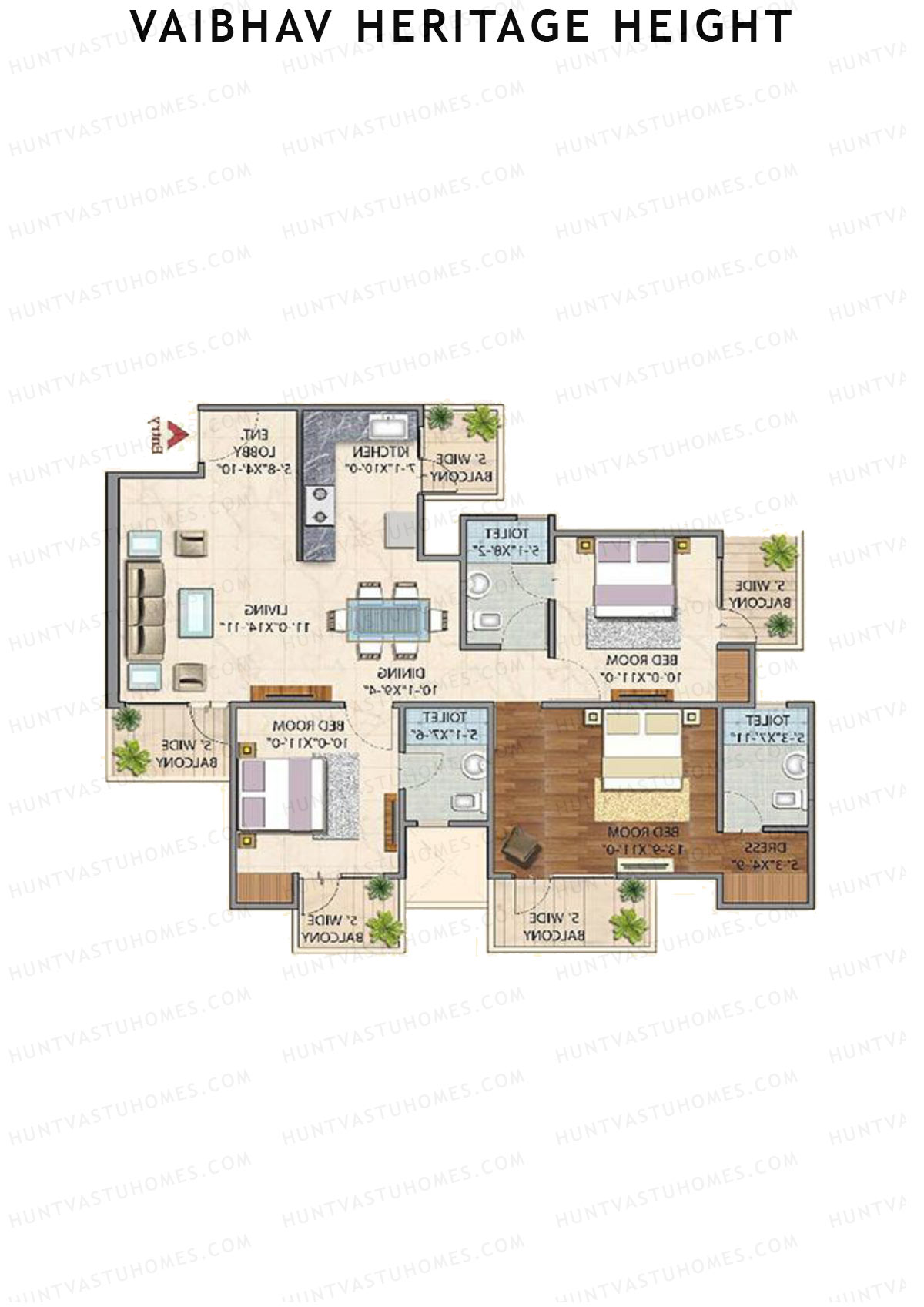 Vaibhav Heritage Height Block F Unit 3 (Type 4) Floor Plan