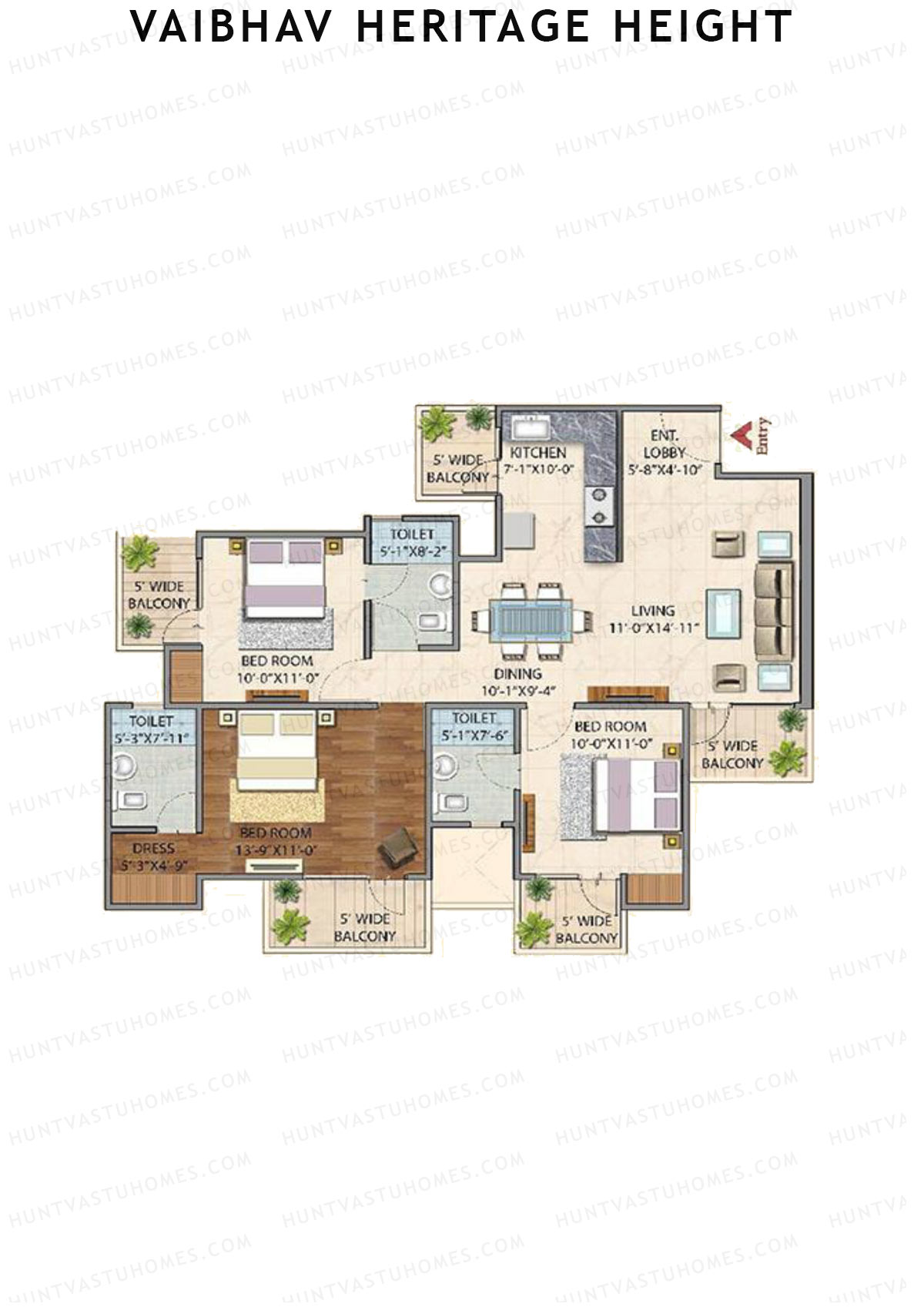 Vaibhav Heritage Height Block F Unit 5 (Type 4) Floor Plan