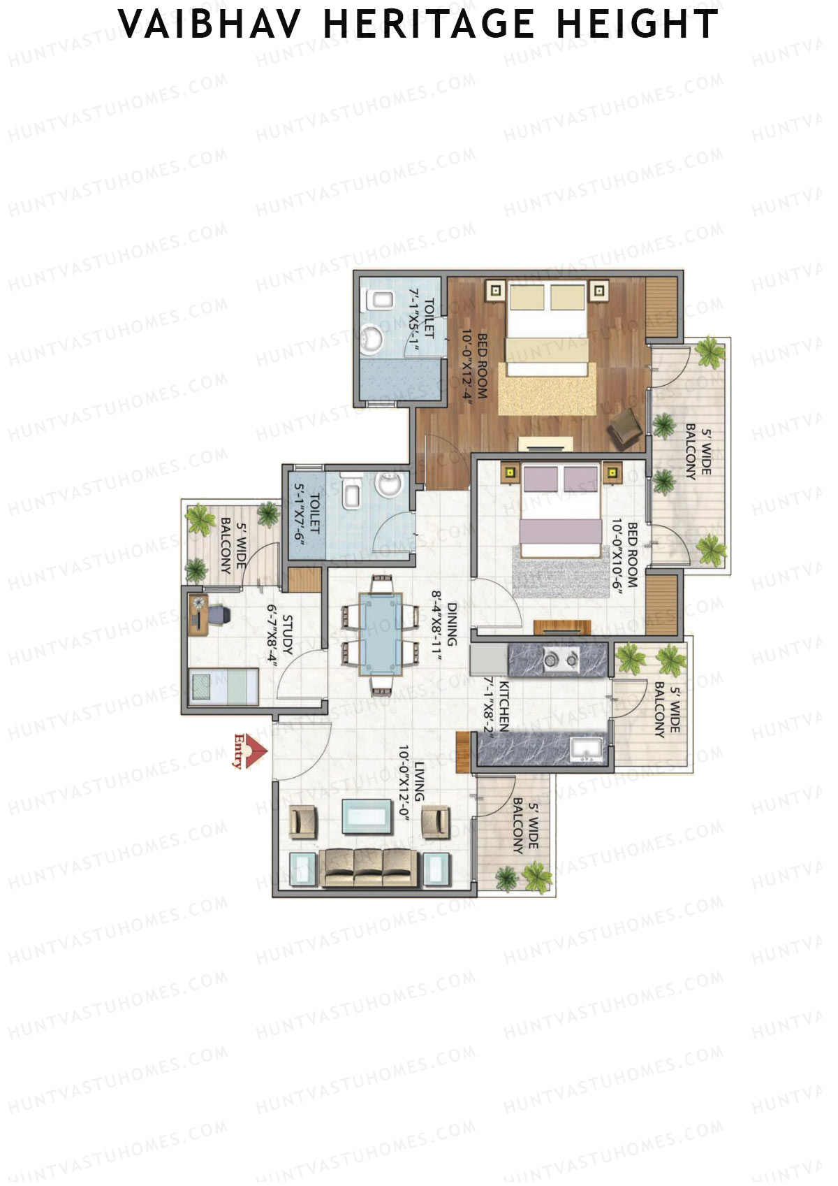 Vaibhav Heritage Height Block G Unit 1 (Type 2A) Floor Plan