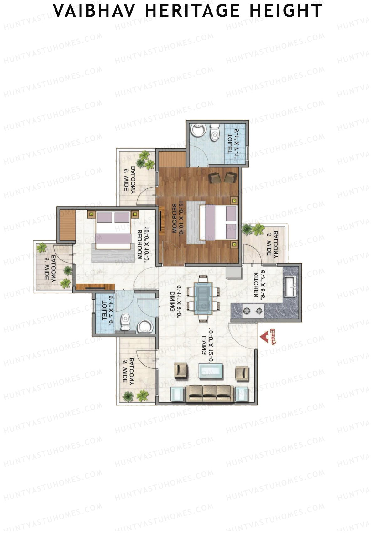 Vaibhav Heritage Height Block G Unit 3 (Type 1) Floor Plan