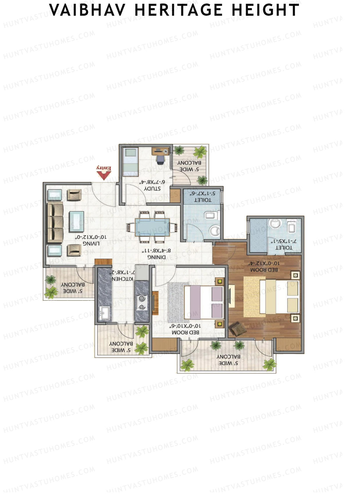 Vaibhav Heritage Height Block G Unit 5 (Type 2A) Floor Plan