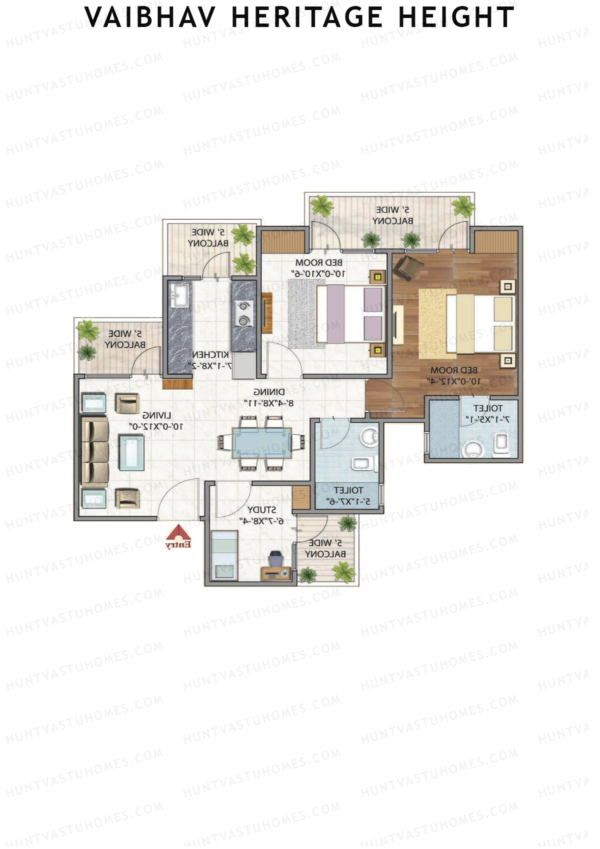 Vaibhav Heritage Height Block G Unit 6 (Type 2A) Floor Plan