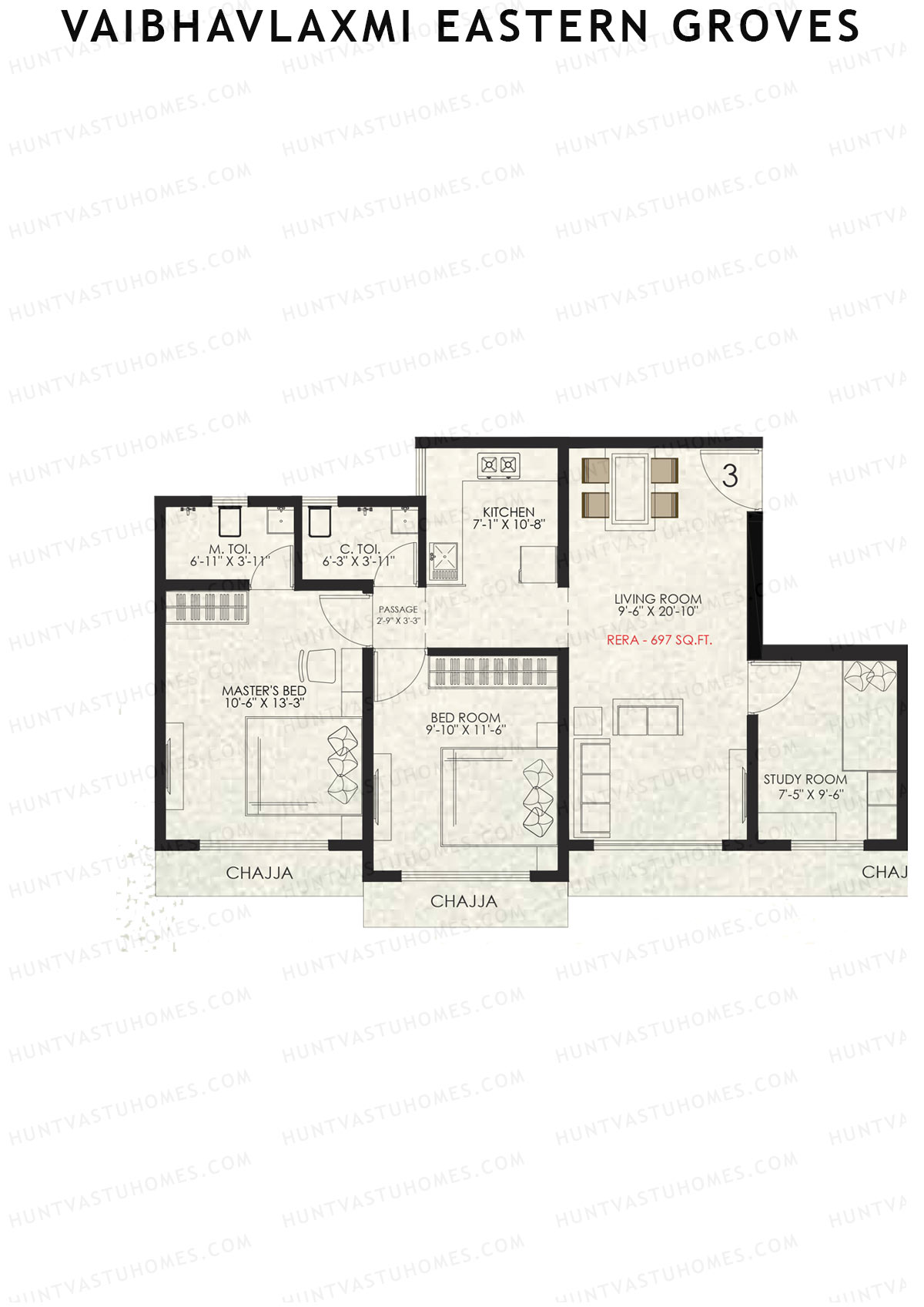 Vaibhavlaxmi Eastern Groves Wing D Unit 3 Floor Plan
